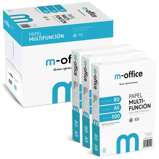 A5 Paper 80g 8 Pack of 500 Sheets Multifunction Paper for Inkjet and Laser Printers A5 Sheets 148 x 210mm Ideal for Office and Home m-office (4000 Sheets) - COM0593