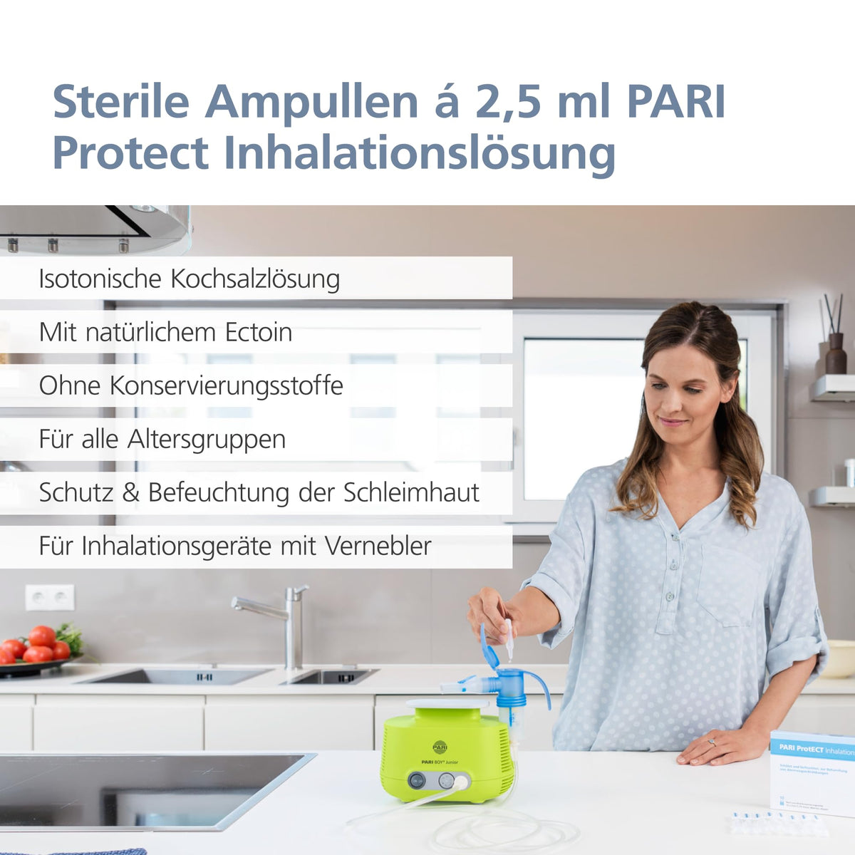 PARI Protect® Soluție de inhalare - izotonică cu Ectoin, 60 x 2,5 ml - 077G6003