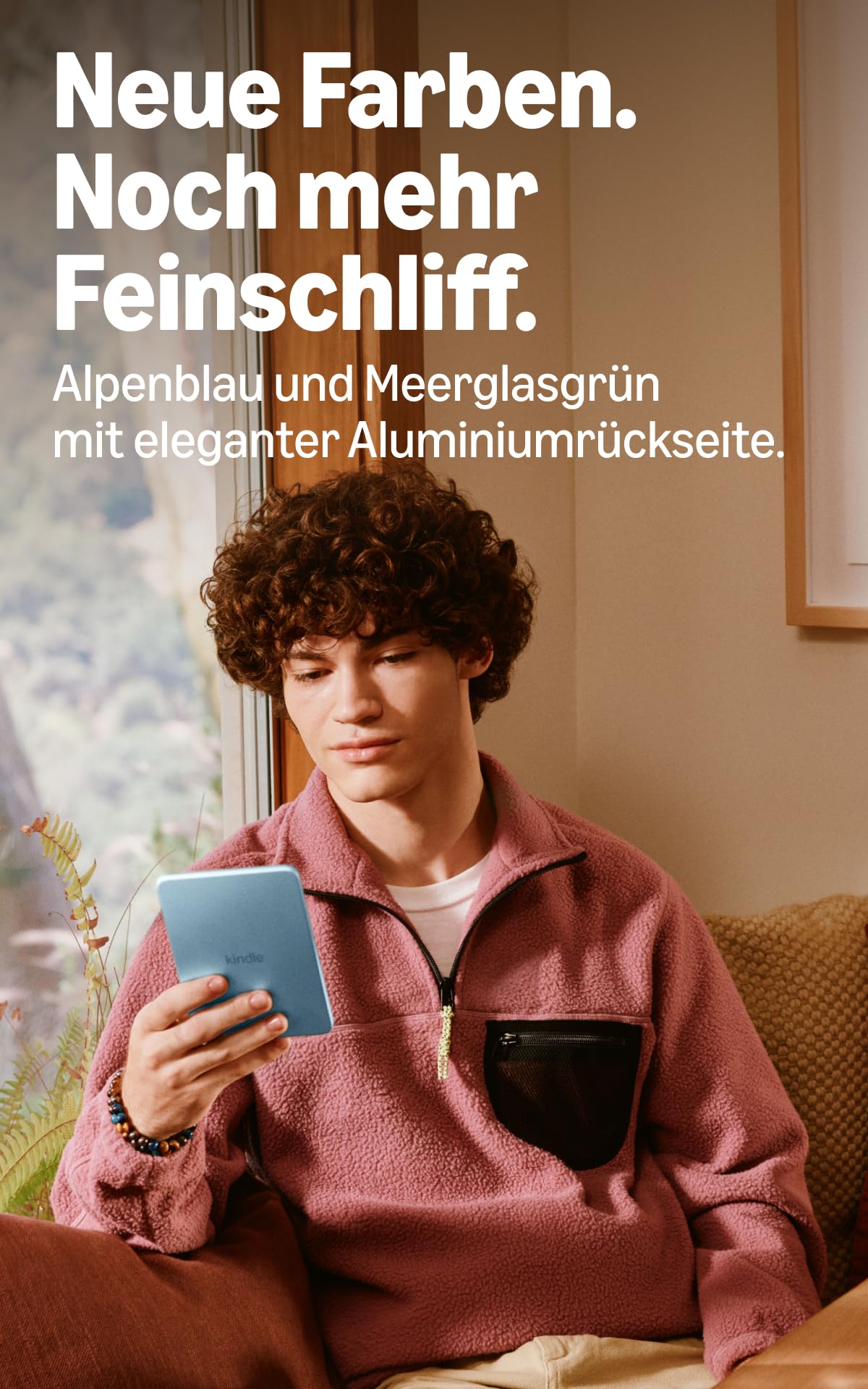 Amazon Kindle 32 GB (latest generation), thinner, new aluminum design, 6-inch display, ad-free - Alpine Blue Aluminum - LP38MA