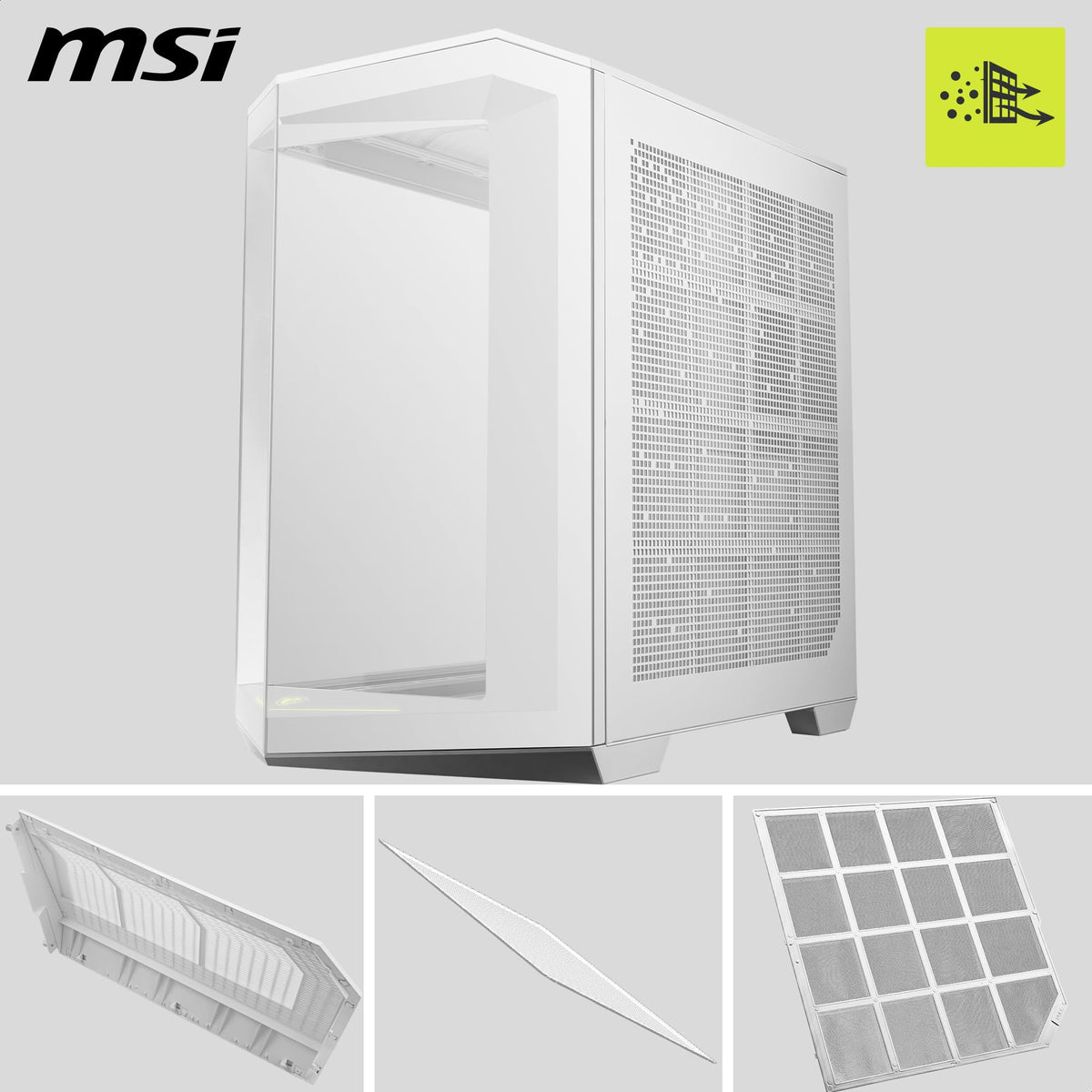 MSI MAG Pano 100L PZ White - ATX PC Case - 306-7G26W21-HH9
