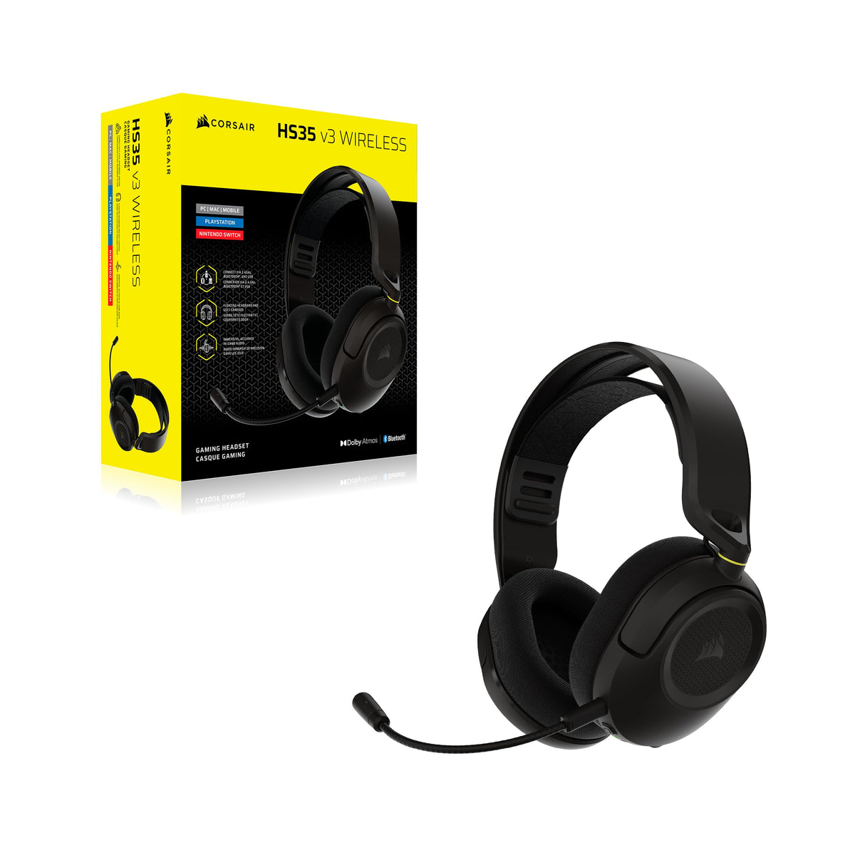 Corsair HS35 v3 Wireless Gaming-Headset cu microfon – Negru - CA-9011401-WW