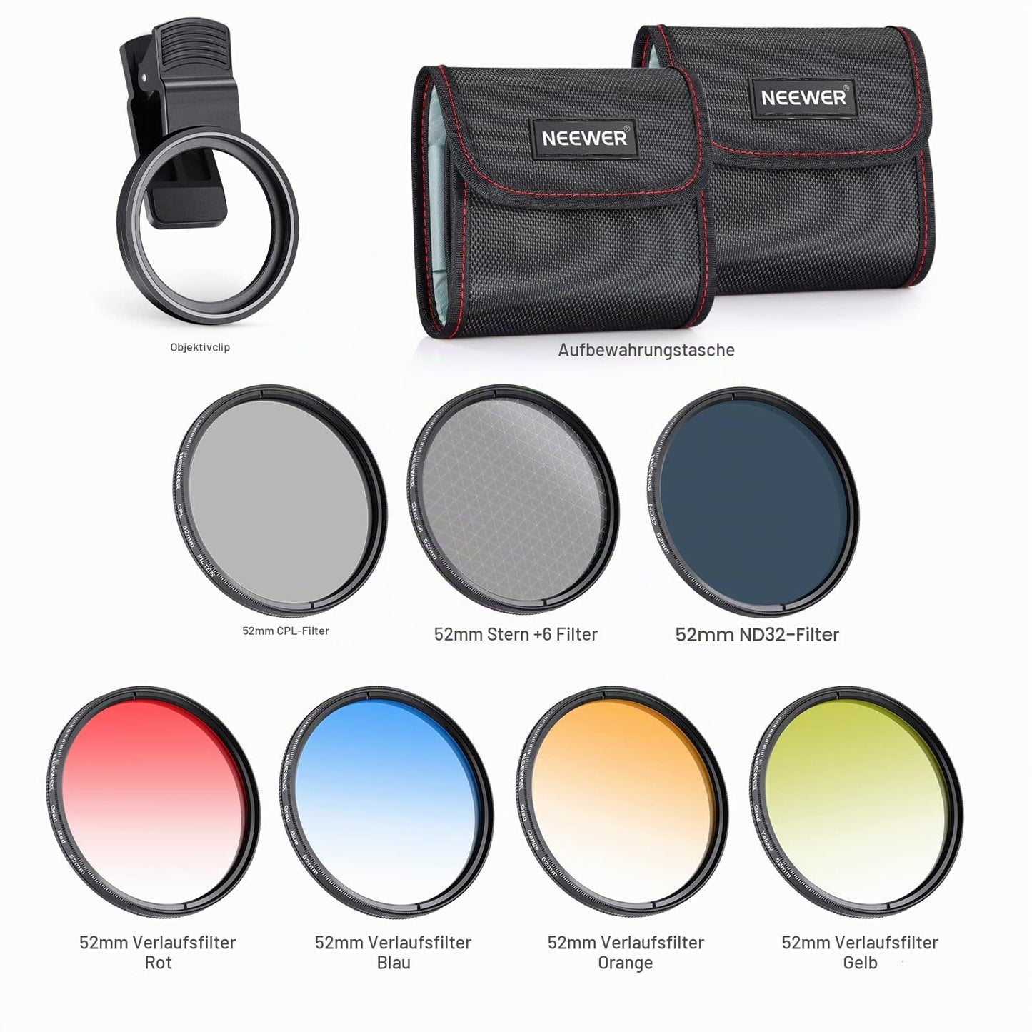 NEEWER 52mm ND CPL Star 4 Gradient Filter Set with Cell Phone Lens Clamp - 10101533