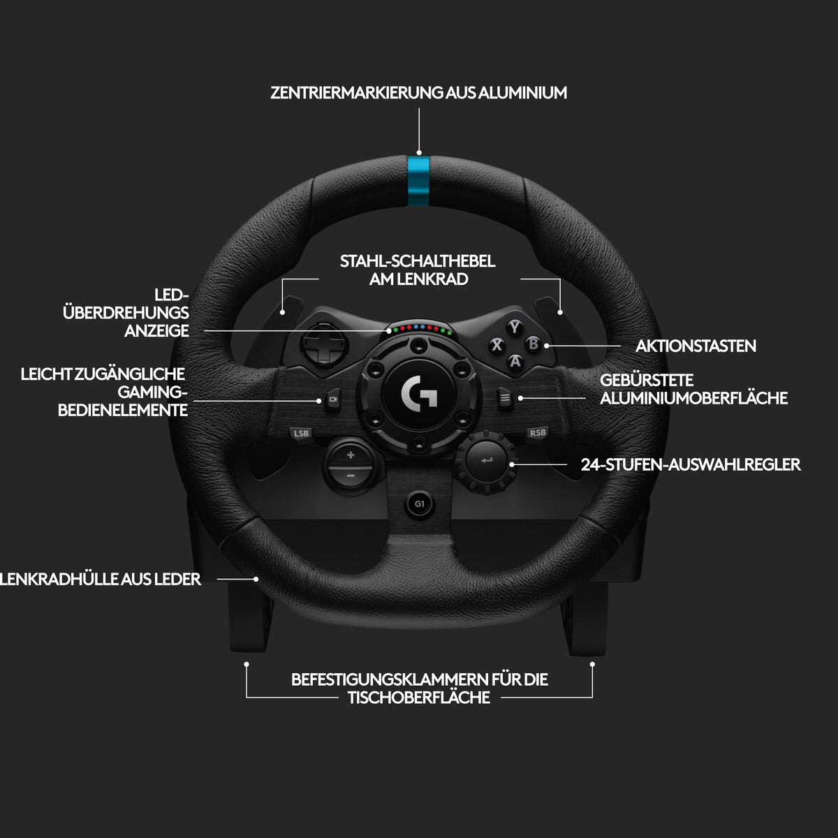 Logitech G G923 Racing Wheel and Pedals for PC - Black - 941-000346