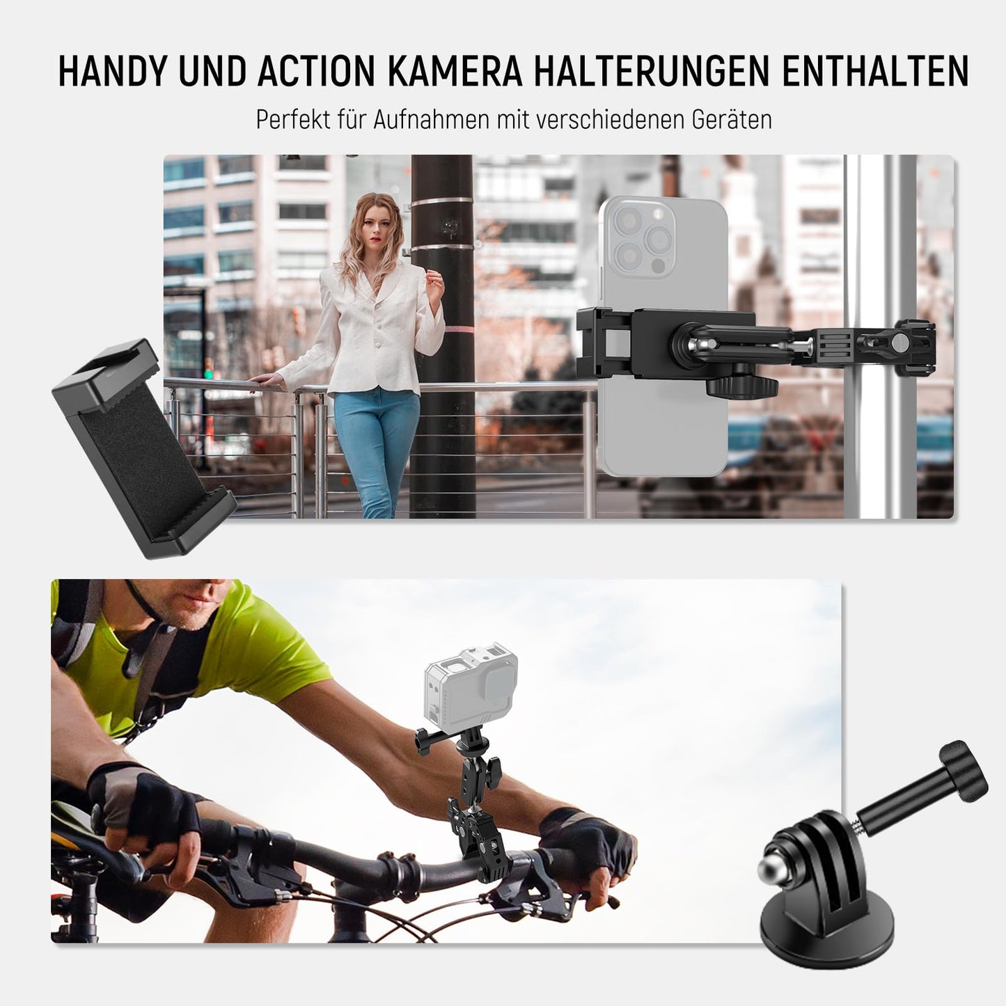 NEEWER Super Clamp Clamp with 3" Dual Ball Head Magic Arm, Cold Shoe, 1/4" Thread, Mobile Phone/Action Cam Mount Adapter for Table Tripod Tube Traverse Gimbal Rods Compatible with SmallRig GoPro DJI, ST83 - 10104474