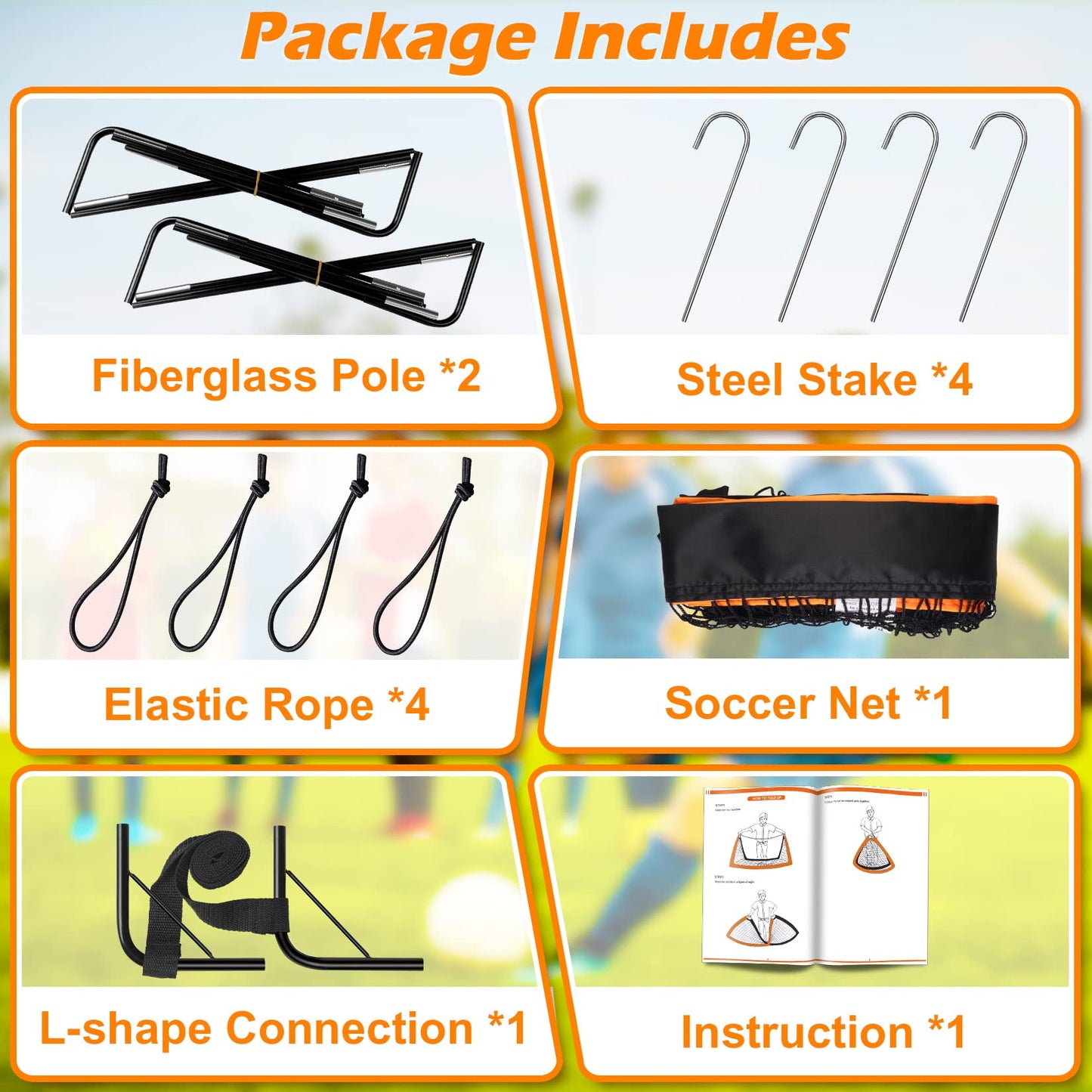 Happy Jump Pop-Up Football Goal - 150x110 cm, 1 goal, orange | Foldable Fiberglass Goal for Kids & Adults | Ideal for gardens and parks - A220521BQ1