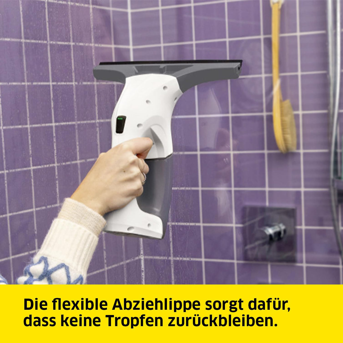 Kärcher Window Vacuum WV 1 Plus, battery life: 20 min, LED charging status indicator, dirty water tank: 100 ml, weight: 0.5 kg, spray bottle with microfiber cover, 20 ml, working width of the suction nozzle 250 mm - 1.633-608.0