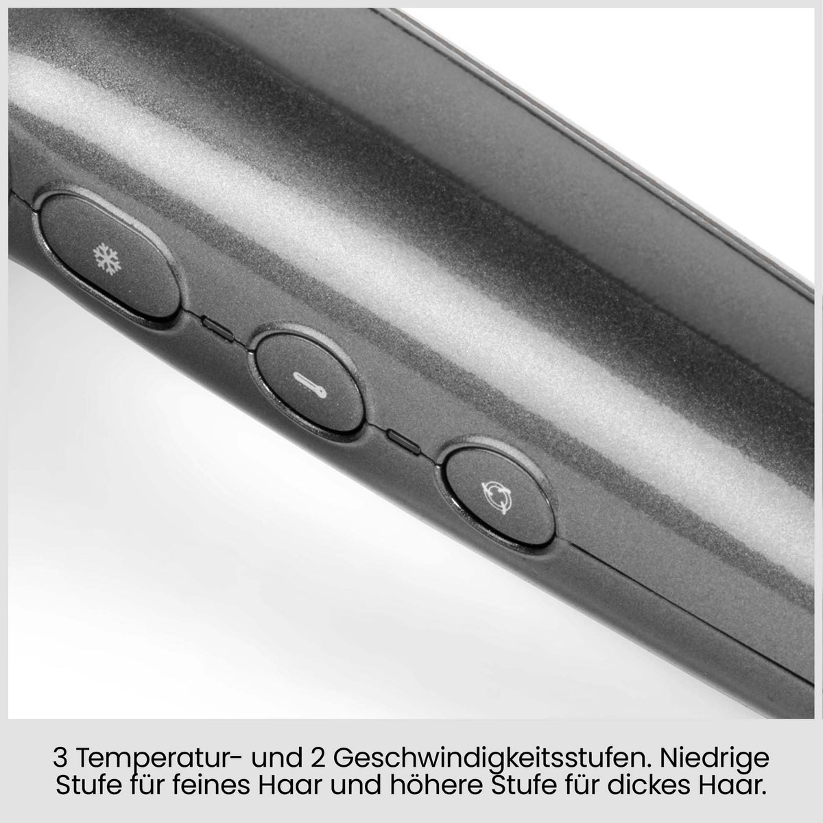 BaByliss Titanium Shine 1600W Uscător de păr cu difuzor – Uscător de păr puternic și compact, design ergonomic, tehnologie cu ioni împotriva frizz-ului, 3 niveluri de căldură și 3 viteze ale aerului, argintiu, D6200DE