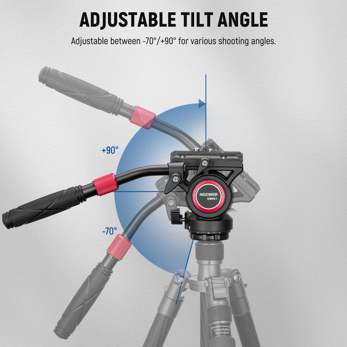 NEEWER Video Tripod Fluid Head with Quick Release Plate, compatible with Manfrotto, telescopic handle & panorama scaled base (⌀55mm), max. load 13.2lb/6kg, high load capacity for DSLR video cameras, GM001