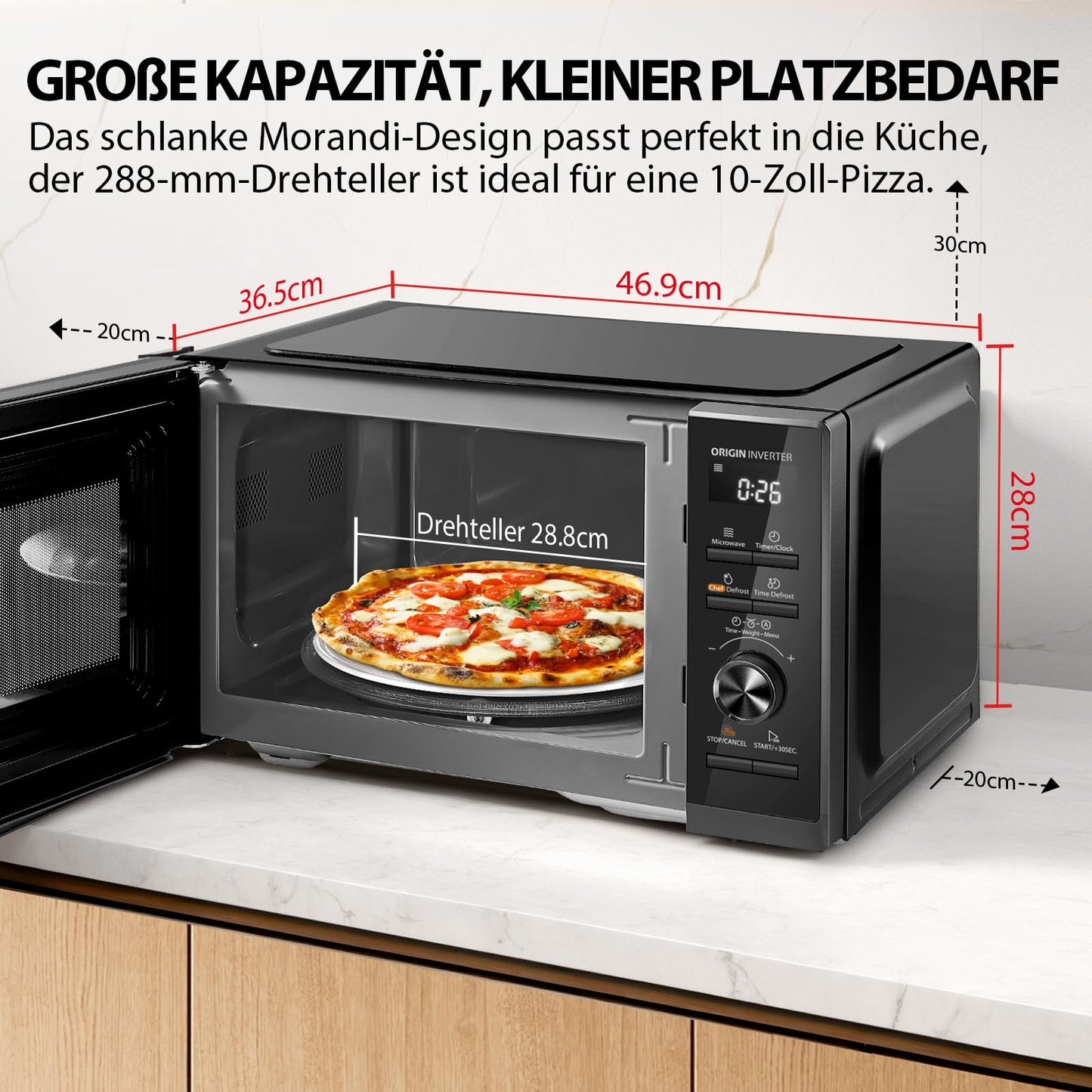 Toshiba MW3-AM25PFI(BK) Solo Microwave 25L 900W microwave oven in black. With Origin inverter, chef defrost, 10 power levels, 7 auto menus, easy clean