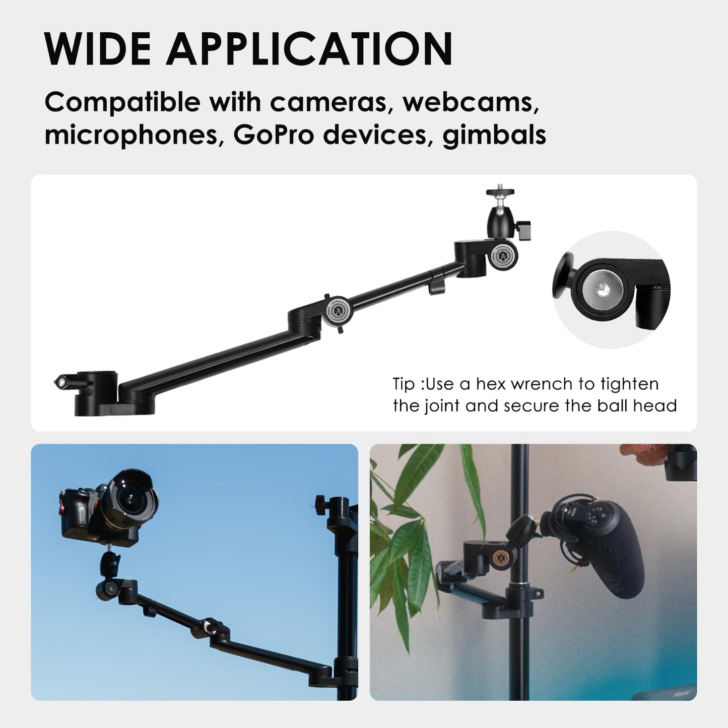TARION Titanrig Arm Module Z: Camera Table Tripod Overhead Tripod Table Mount Clamp Tripod Flexible Joint Arm Table Mount for DSLR Cameras Ring Lights Webcam Titanrig (Z)