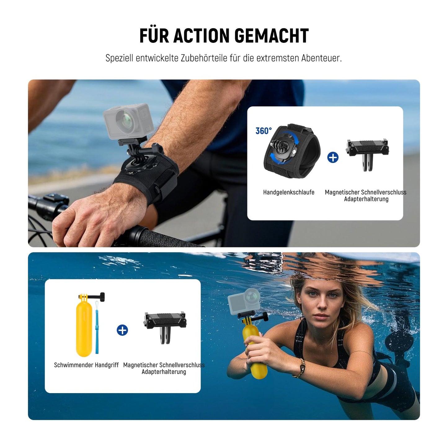 NEEWER 35 in 1 Action Camera Pro Accessory Set Compatible with DJI Osmo Action 5 Pro 4 3 GoPro, Quick Release Adapter Mount for Diving Hiking Motorcycling Mountain Biking Ski Surfing Vlog, GP-51 - 10105301