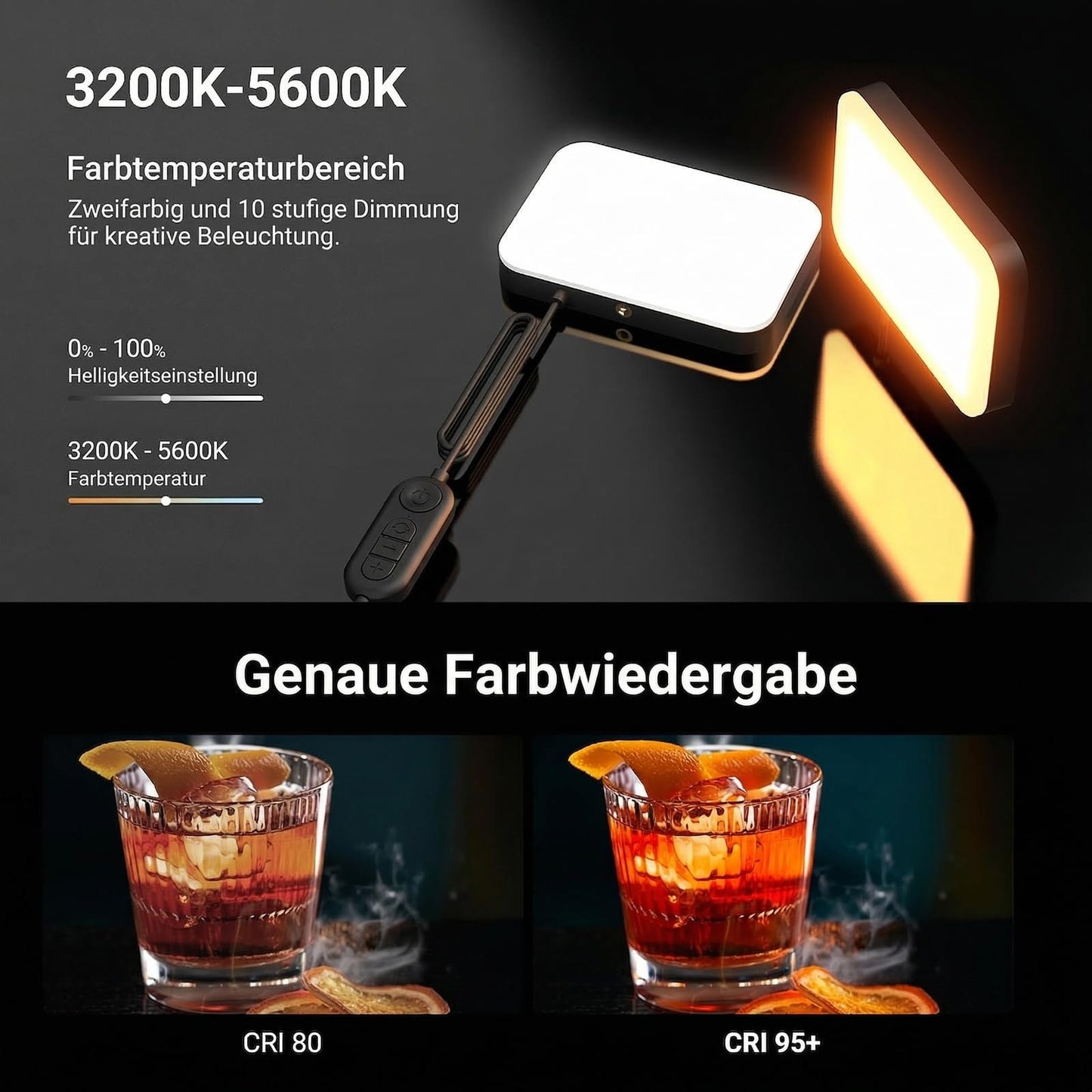 NEEWER Basics 2 Pack LED Video Light Panel Light Set, 6.2" Dimmable Portable Studio Light with 53" Tripod, 3200K-5600K/CRI95+ 810 Lux for Photography, Video Recording, Streaming and Podcasts, BP132 - BP132（2