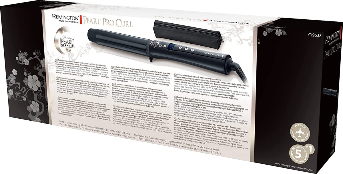 Remington Pearl Digital curling iron, 32 mm, LCD display, black, CI9533