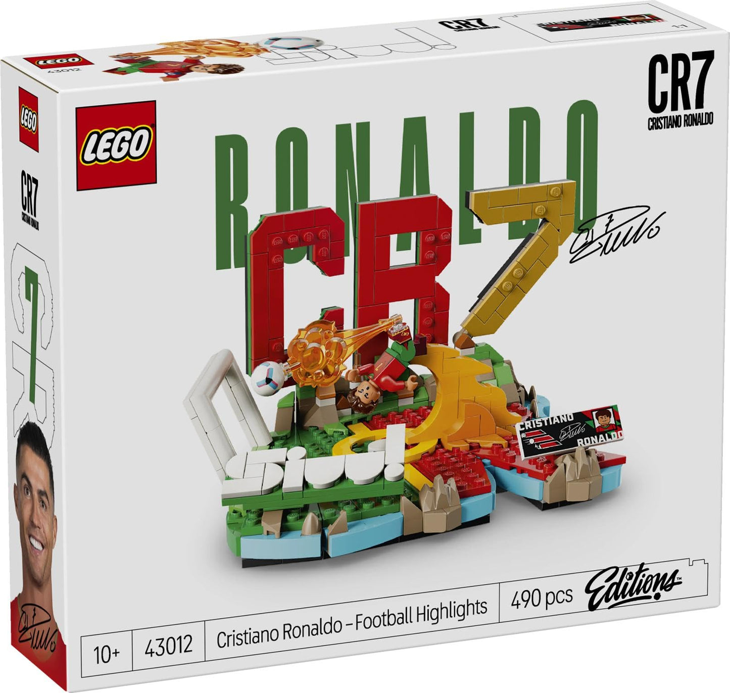 LEGO Editions Cristiano Ronaldo - football highlights toy - 3D model building with minifigure to collect - children's room decoration - gift for boys, girls aged 10 and over and adult sports fans - 43012