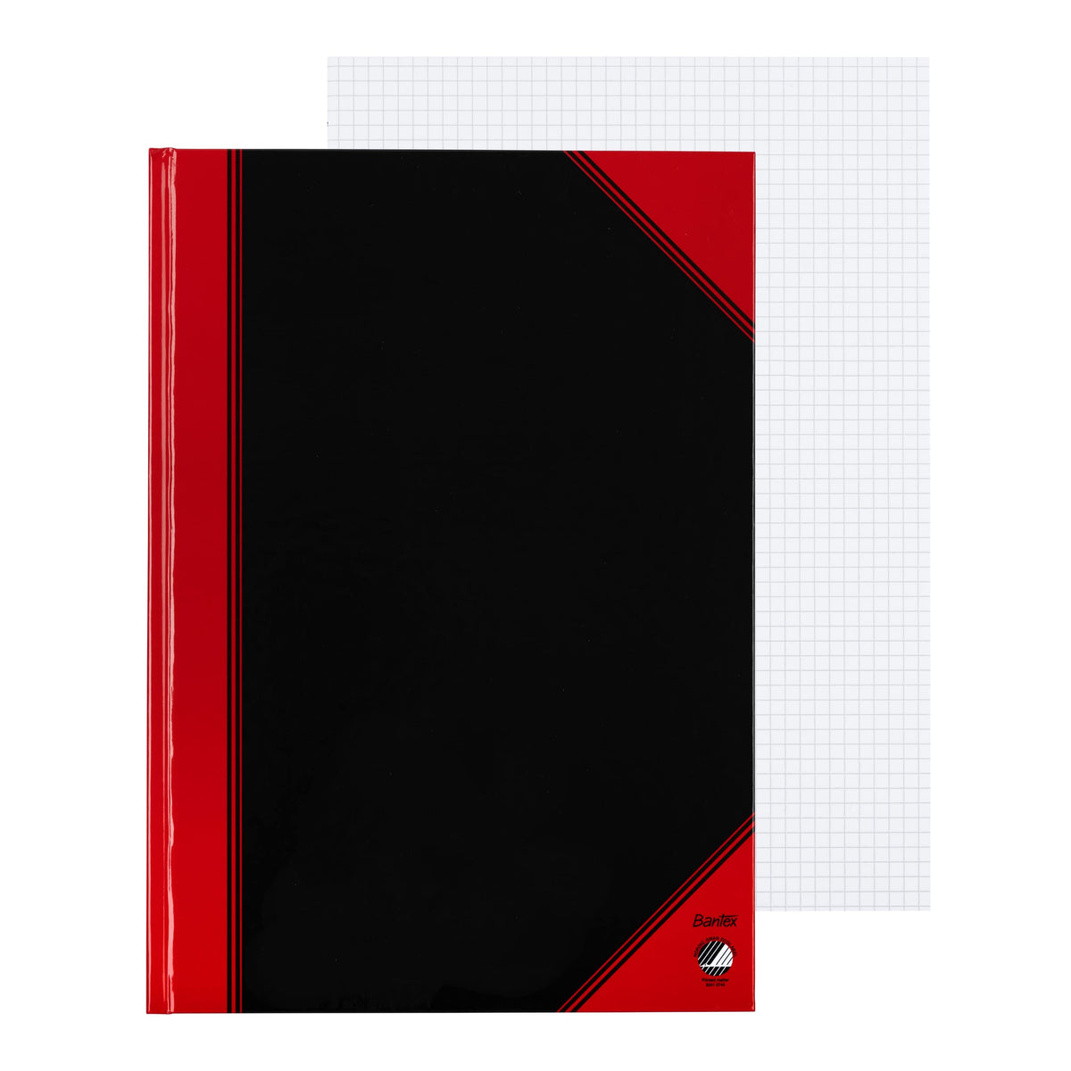 Bantex A4 Checked Notebook, Hardcover, 192 Pages, Black, Pack of 6 - 100302815