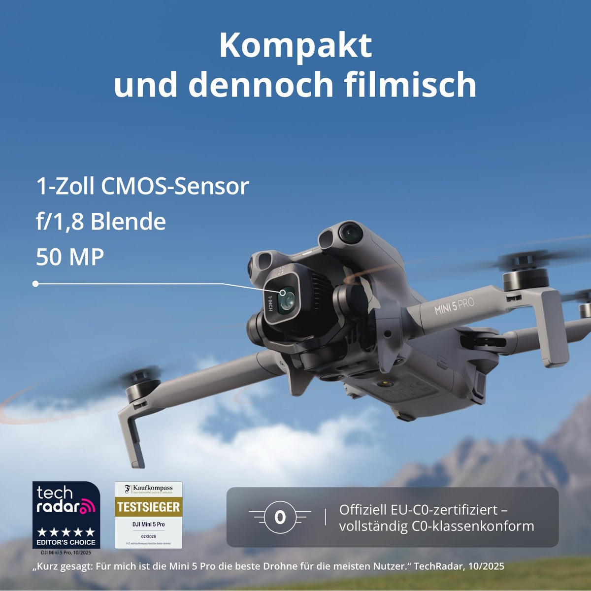 DJI Mini 5 Pro, drone cu cameră ultraușoară, 1-inch CMOS, inclus cadou, C0 - 6941565996091