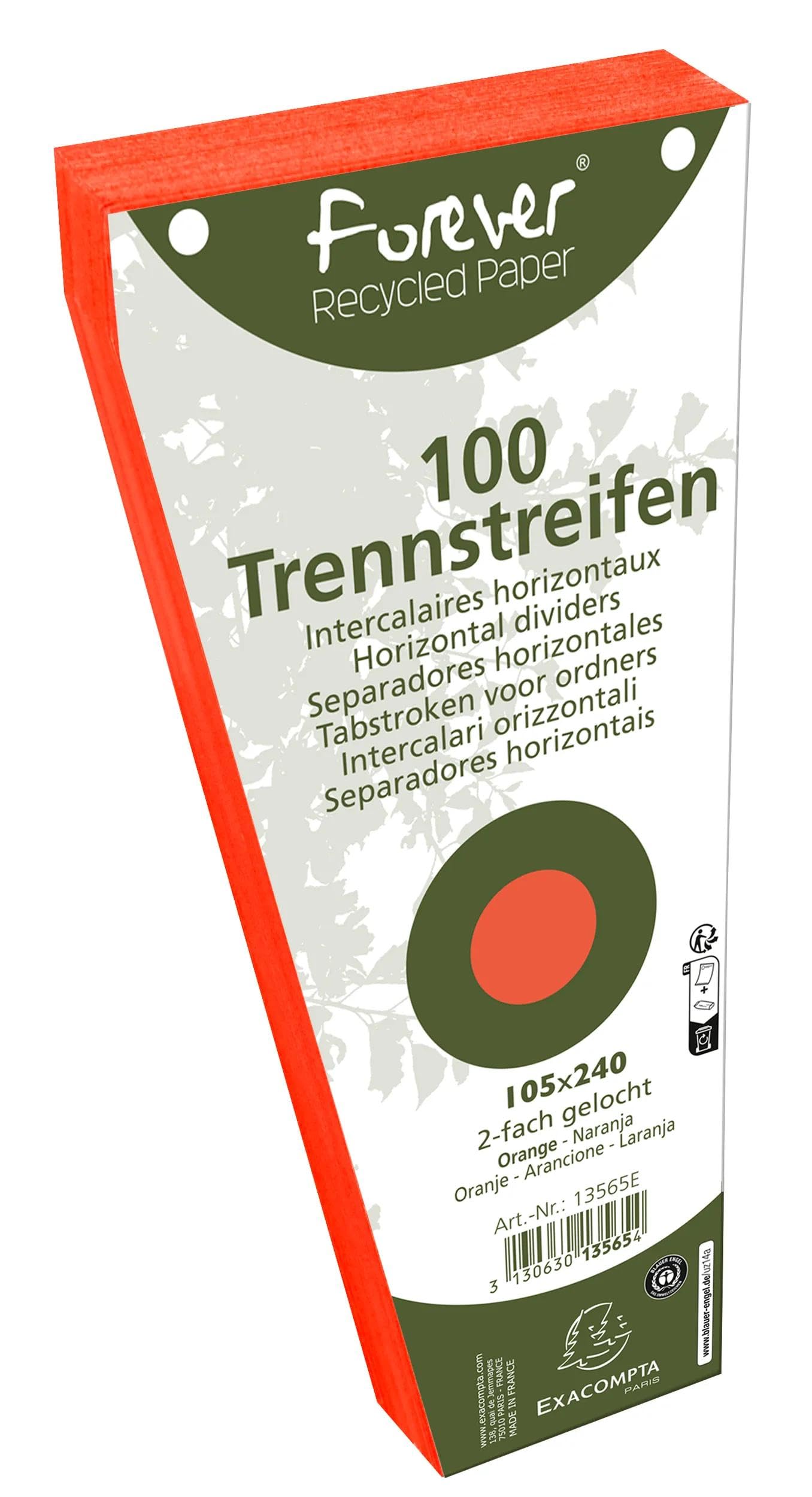 Exacompta - Ref. 13565E - Box of 6 packs of 100 trapezoidal registers, plain, perforated, 105 x 240 mm, orange - 42007879551665