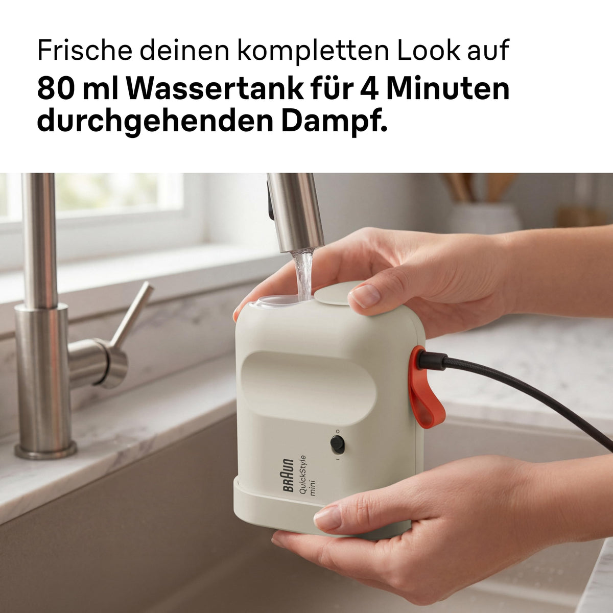 Braun QuickStyle mini - Fier de călcat cu aburi, până la 20 g/min putere de aburi, Bej - GS1011BG
