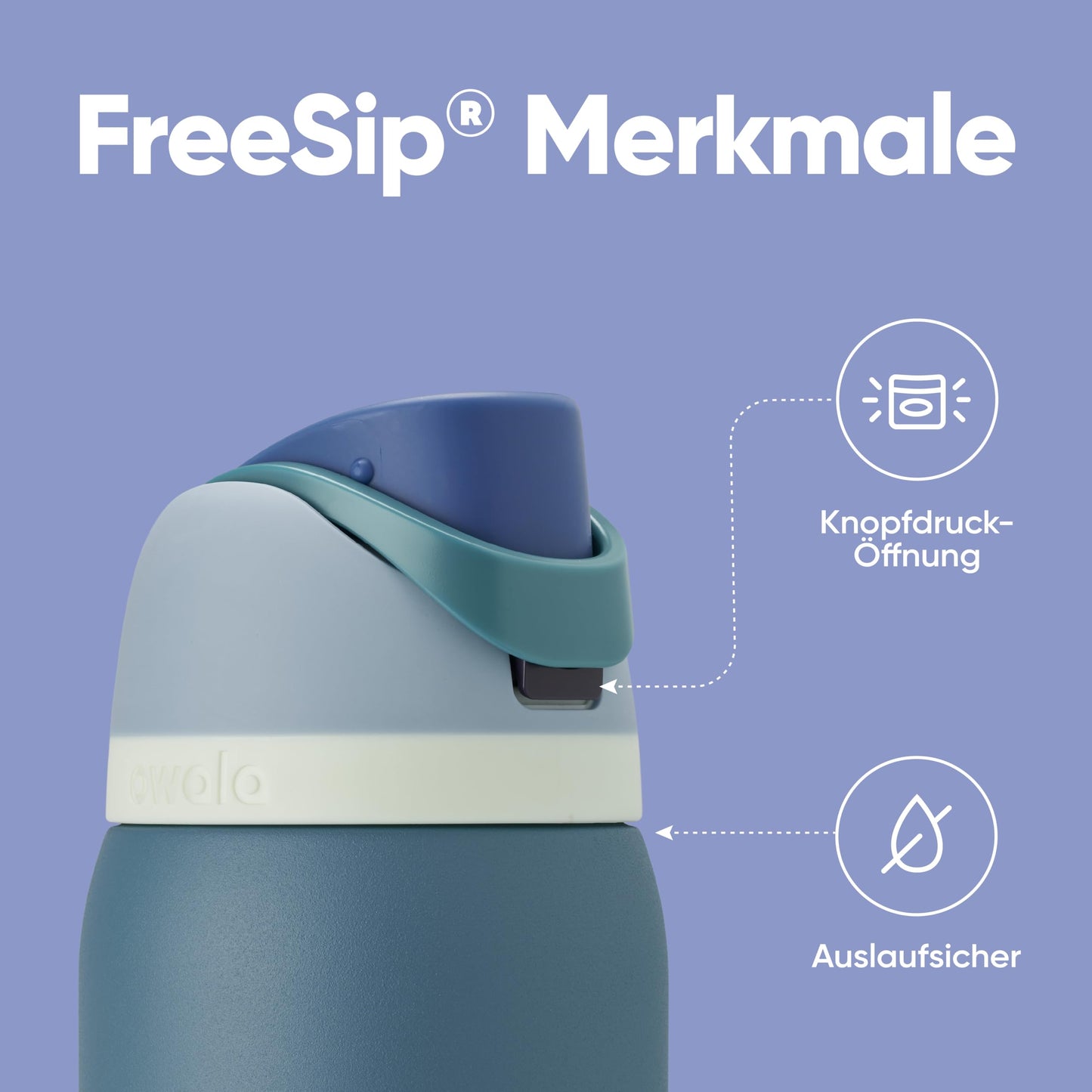Owala FreeSip Insulated Stainless Steel Drinking Bottle with Straw, 945ml - BPA Free, Ideal for Sports, Fitness, Outdoor and Travel, Denim - C06105