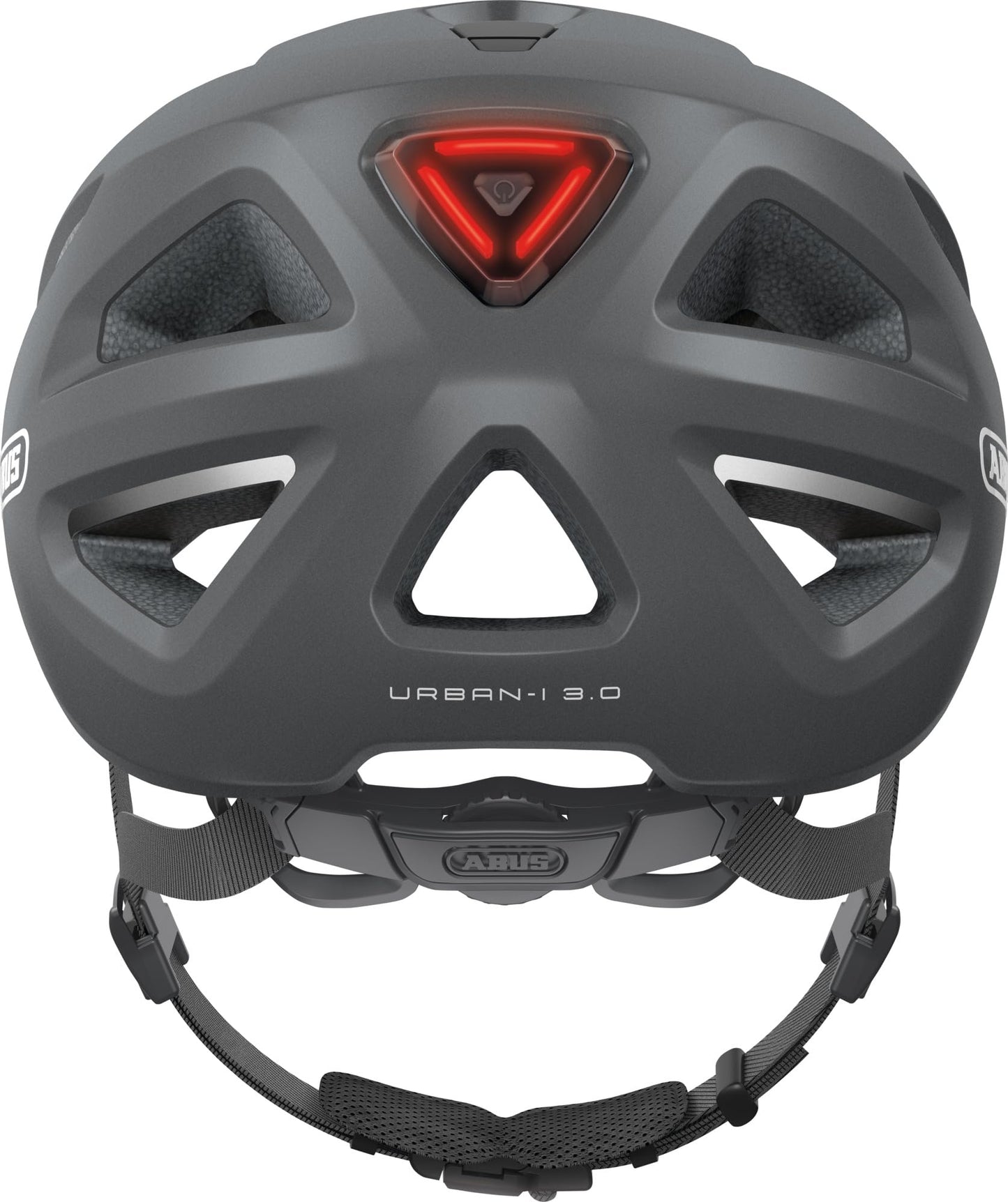 ABUS city helmet Urban-I 3.0 - bicycle helmet with rear light, peak and magnetic closure - for men and women - titanium (greyish), size XL - 86865