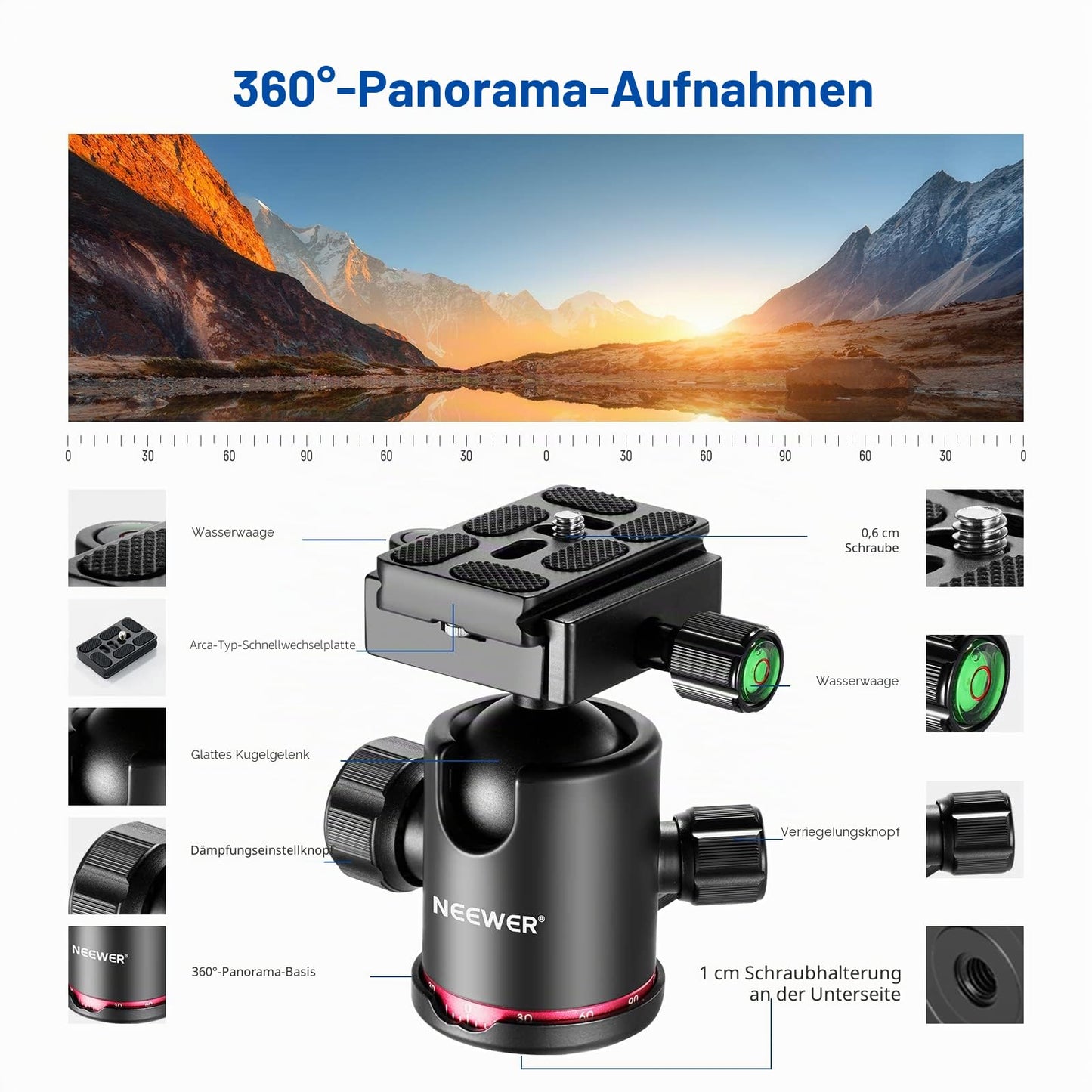 NEEWER 205cm carbon fiber travel tripod, new camera tripod with 2-part central axes, 360° panoramic ball head, 1/4" Arca type QR plate, with ø28mm column, monopod tripod max load 26.5 lb, N55CR
