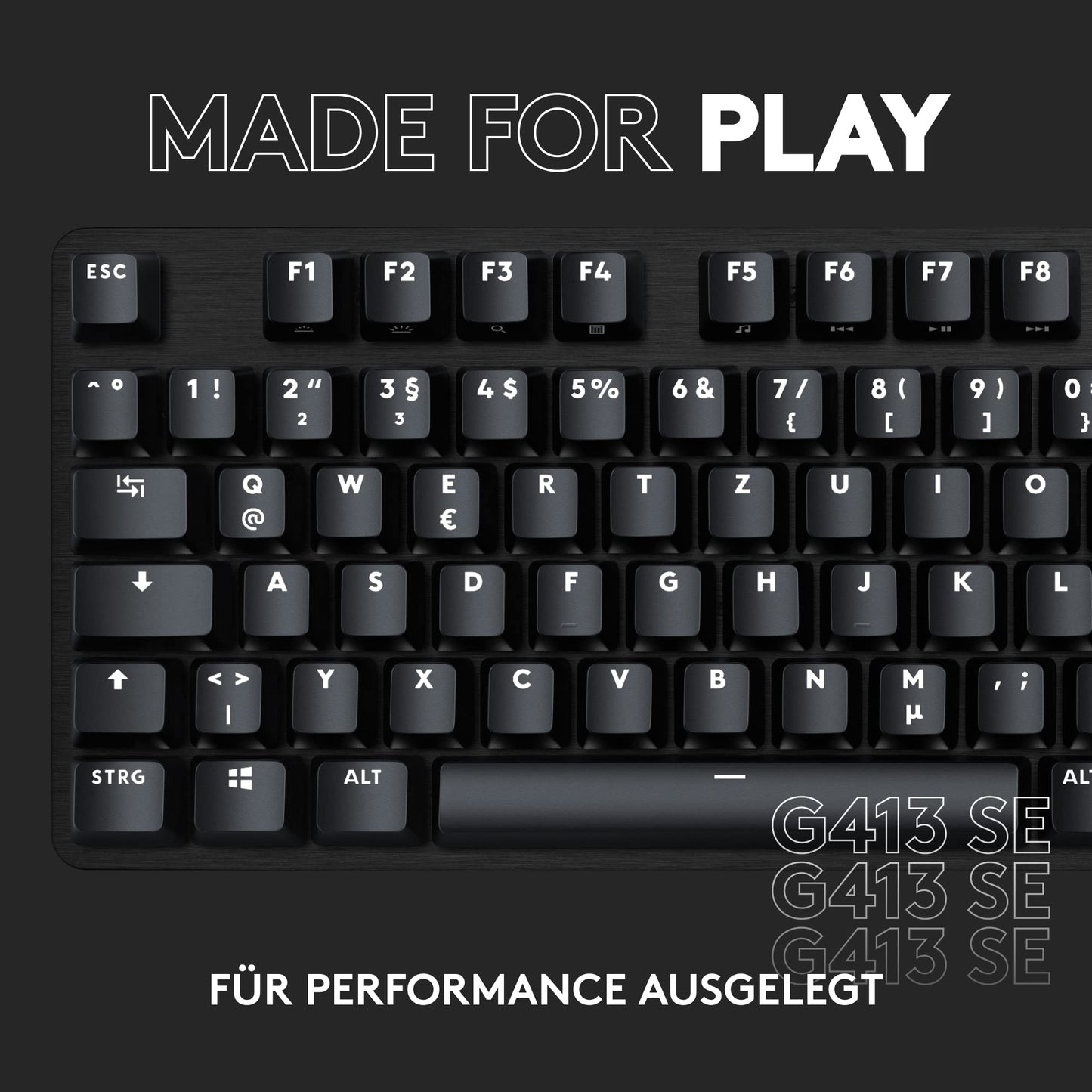 Logitech G413 SE Mechanical Gaming Keyboard - Backlit, Tactile Mechanical Switches, Anti-Ghosting, Compatible with Windows, macOS, German QWERTY Layout - Black - 920-010434