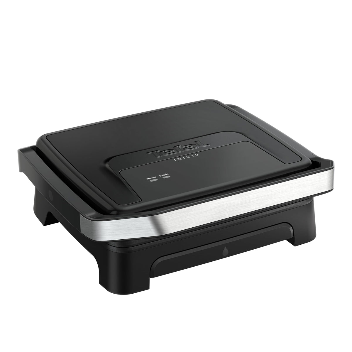 Tefal Inicio Classic 2-in-1 Grill de contact și panini, 2000 W, design compact, carcasă din oțel inoxidabil, tavă pentru colectarea sucurilor, plăci de grătar cu strat antiaderent, negru, GC271810