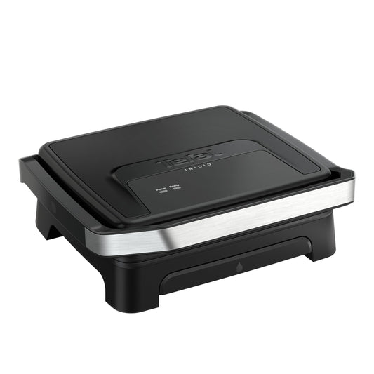 Tefal Inicio Classic 2-in-1 Contact and Panini Grill, 2000 W, compact design, stainless steel housing, juice collecting tray, non-stick grill plates, black, GC271810