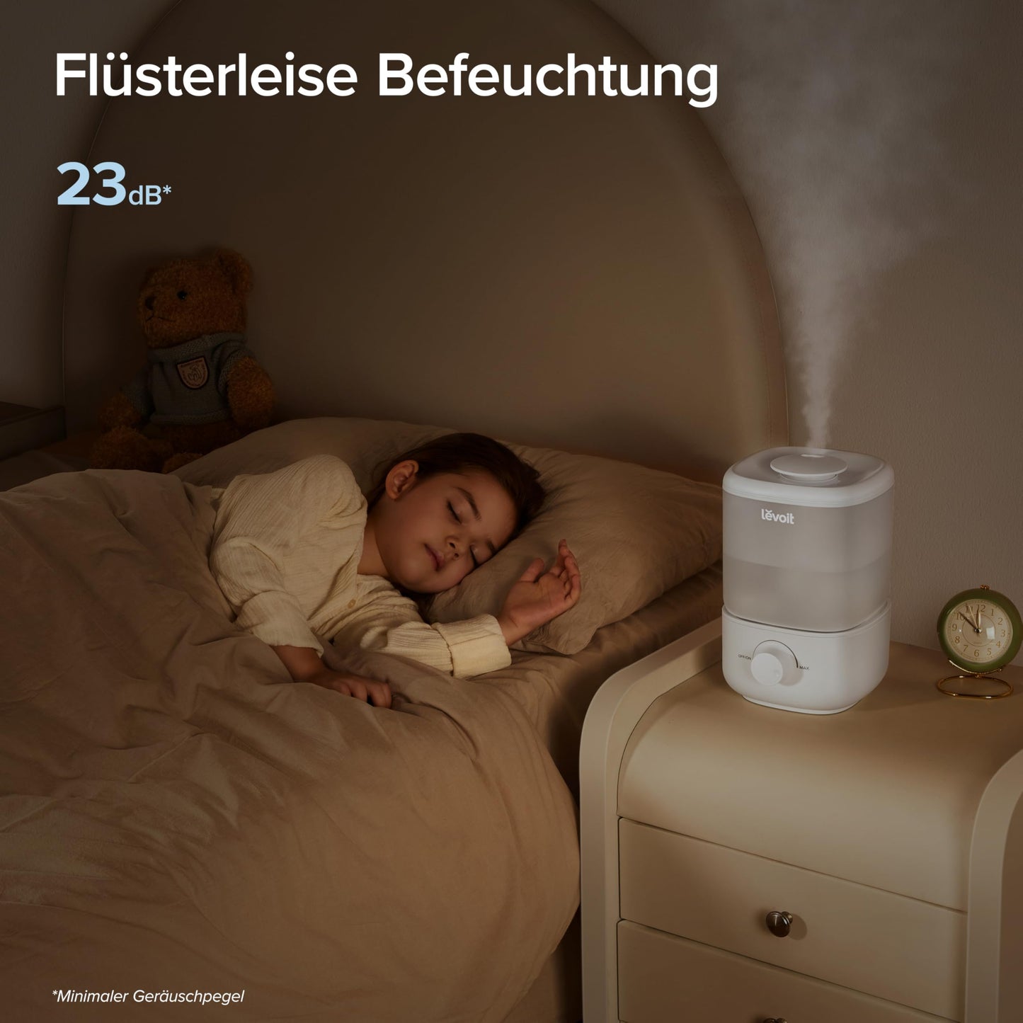 Levoit Humidifier Bedroom, 23dB Quiet Humidifier, Top Fill for Baby, up to 25H, Room Humidifier with 360 Degree Rotating Nozzle for Children's Room, Plants, Auto Shut-Off, 2.5 L, White - Classic