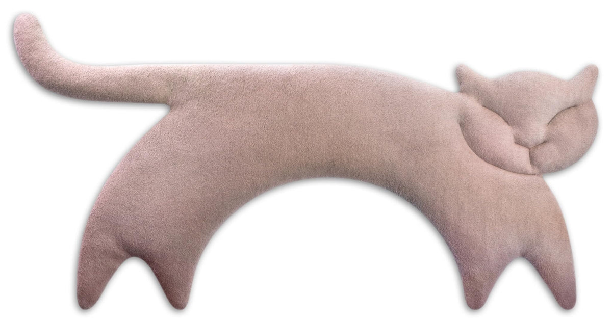 LESCHI Heat Cushion for Microwave (47x23 cm), made from 100% organic cotton and organic wheat, Cat Pink, grain cushion, neck warmer ideal as a heat source and for tension relief in the back, shoulders, neck, and throat. - 37144