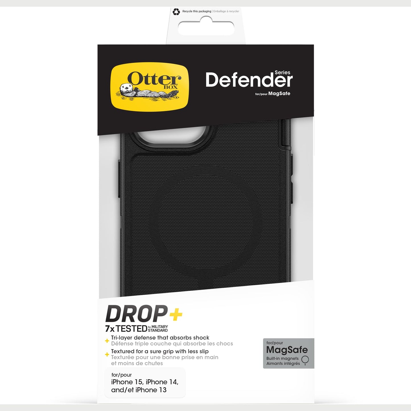 OtterBox Defender Series MagSafe Case for iPhone 17e, 16e, 15, 14, 13, Shockproof, Drop Proof, Extremely Heavy Duty Protective Case, 7X Military Grade Tested, Black - 77-97534