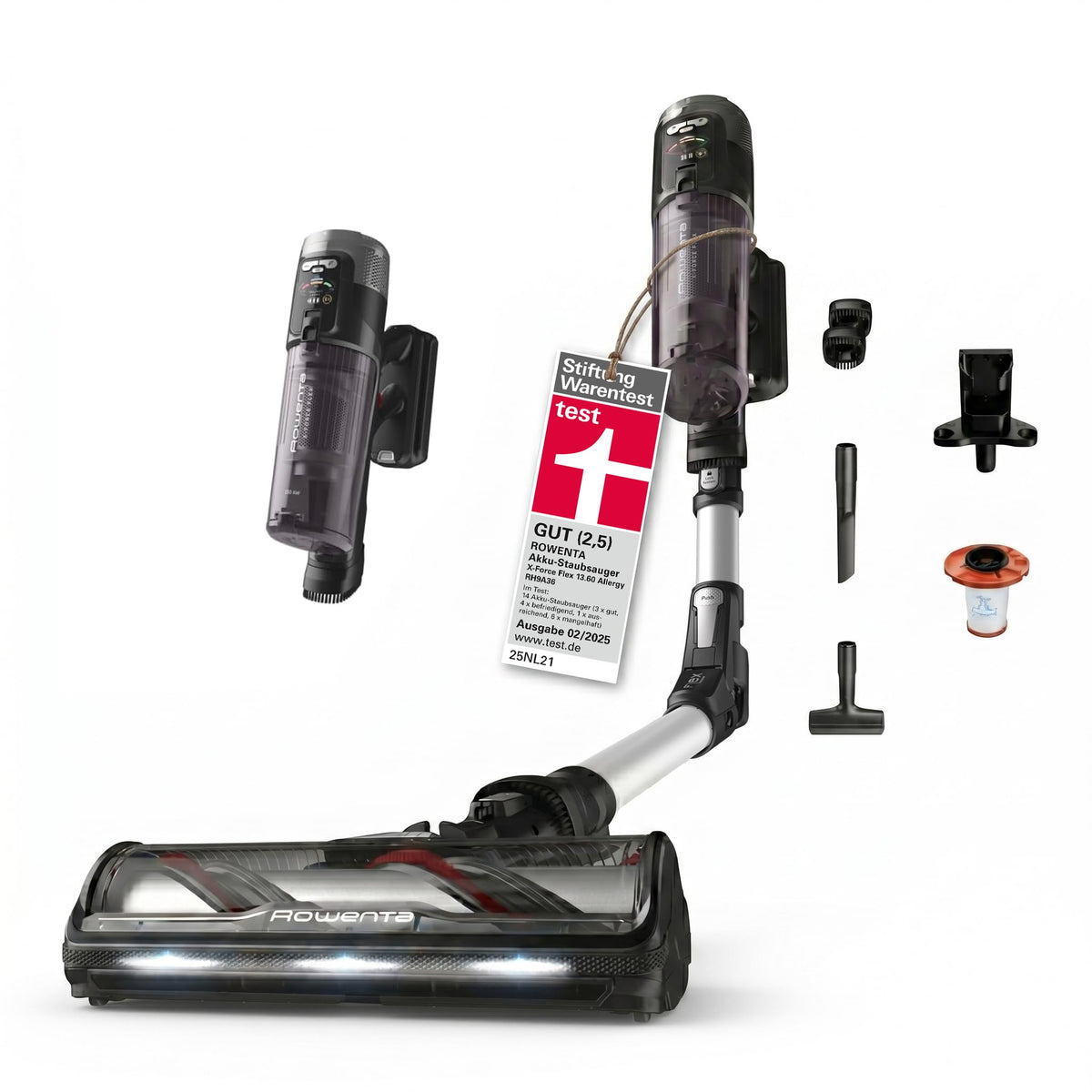 Rowenta X-Force Flex 13.60 Aspirator fără fir, model hipoalergenic, Putere de curățare profundă, Articulație flexibilă, 150 Air W, până la 60 de minute autonomie, fabricat în Franța, RH9A36WV