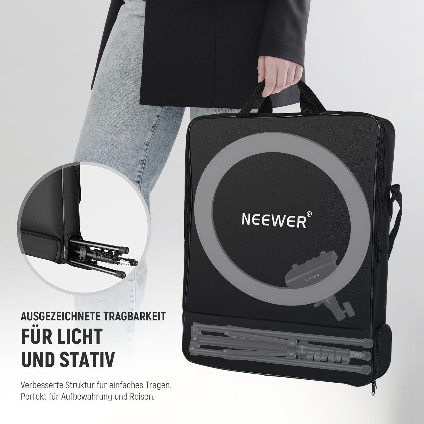 NEEWER Professional Ring Light with Stand and Phone Holder, 18" Ultra Thin, 45W 2900K-7000K TLCI98, Remote Shutter and App Control, Softer Lighting for Make Up Live Stream TikTok, RP18B Pro - 10103018