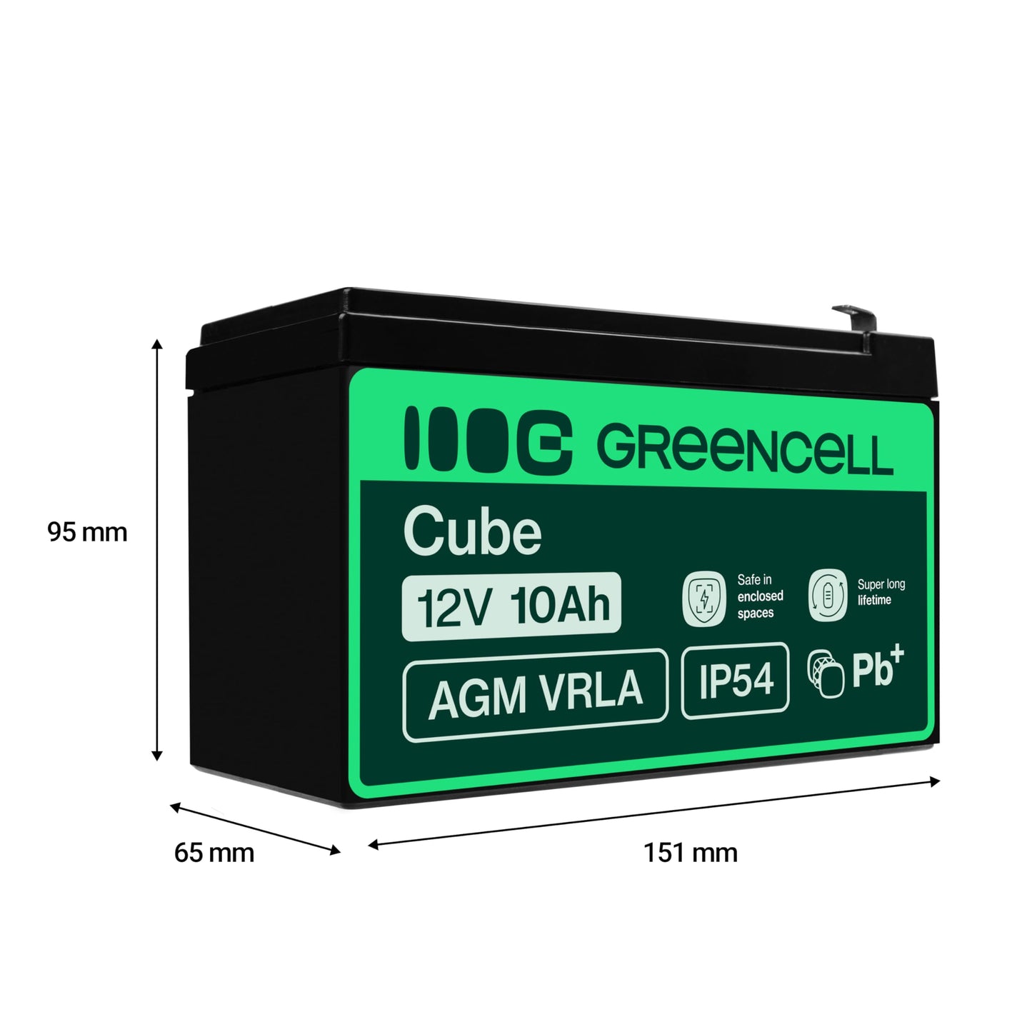 Green Cell® AGM 12V 10Ah battery fleece VRLA lead battery lead battery replacement battery gel battery battery cycle resistant unmanned UPS UPS emergency power UPS system UPS system backup battery battery backup - AGM50