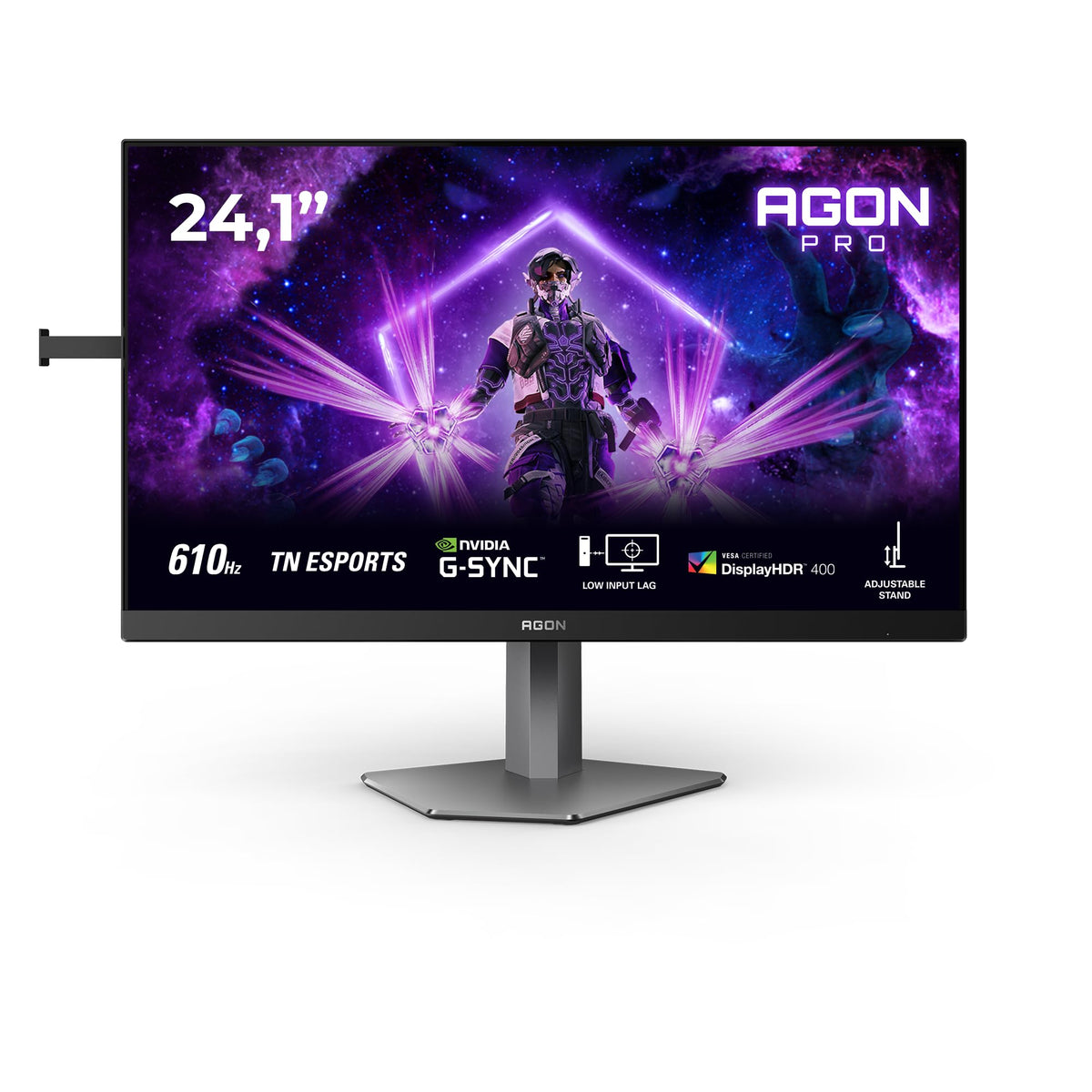AOC AG246FK6 Monitor de gaming de 24 inch FHD cu hub USB, 610Hz, panou TN Esports, 0.5ms GtG, HDR400, compatibil G-Sync, ajustabil pe înălțime, (1920x1080 HDMI 2X 2.1) negru