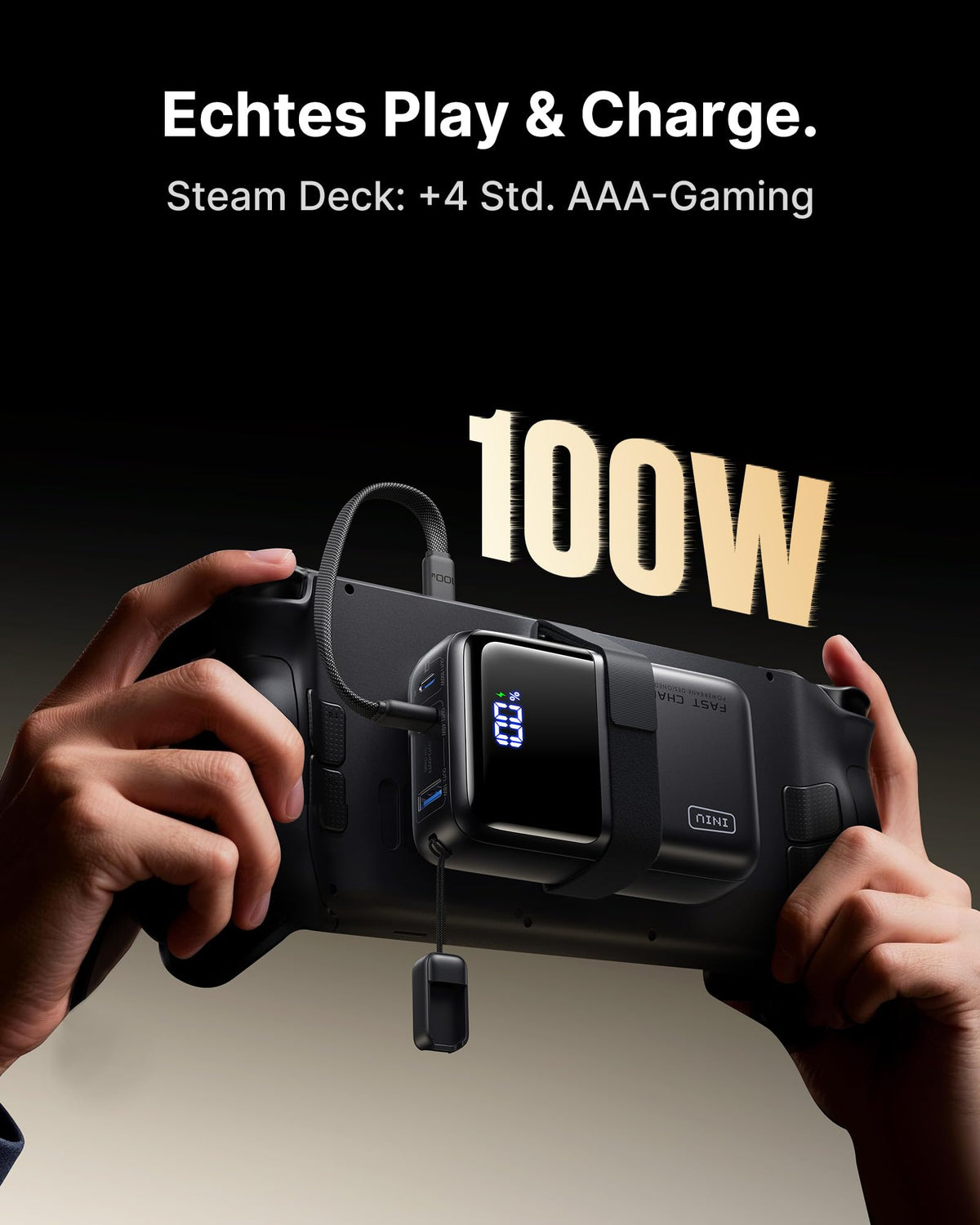 INIU 100W power bank, smallest 25000mAh USB-C laptop power bank - P63