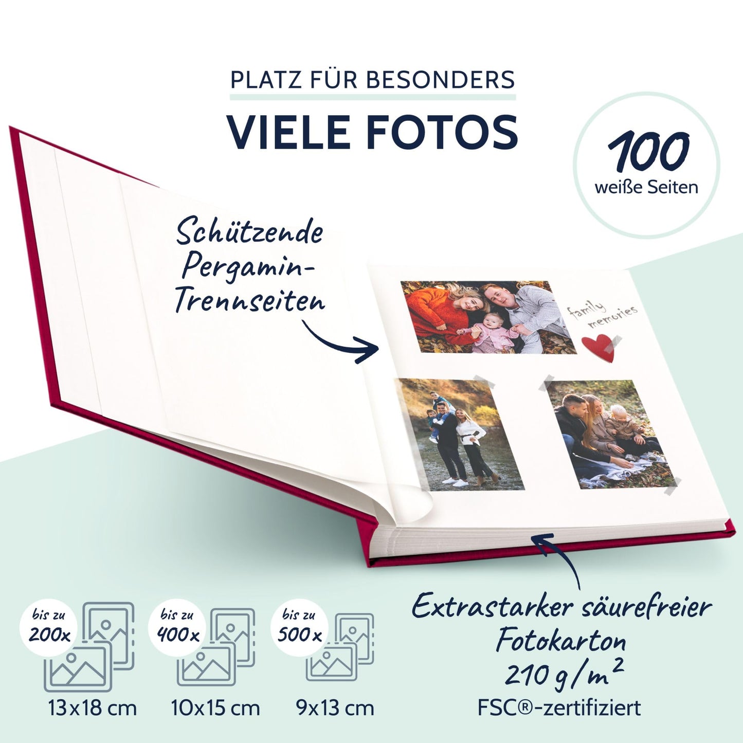 goldbuch 31807 photo album Summertime Trend, 30 x 31 cm, photo book with 100 white pages & glassine dividers, photo album made of linen, memory album, blackberry