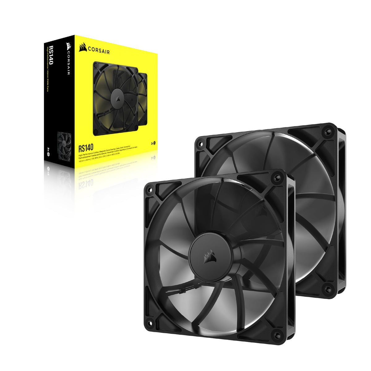 CORSAIR RS140 ventilator PWM de 140mm – pachet dublu, negru - CO-9050191-WW