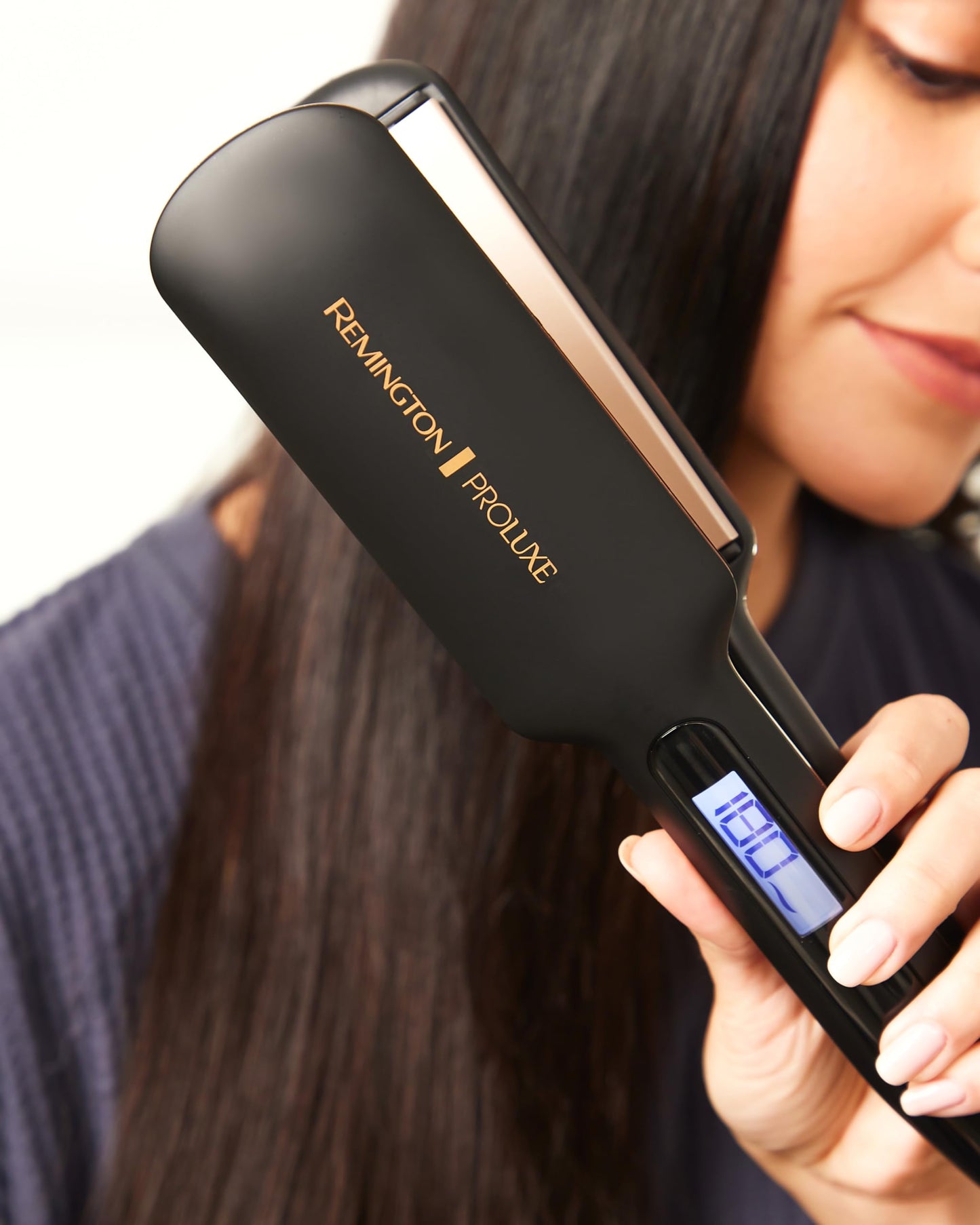 Remington straightening iron [extra wide ceramic styling plates 110 x 50mm] Proluxe (OPTIheat technology, Pro+ setting for gentle styling, digital display, quick heating) hair straightener S9150B