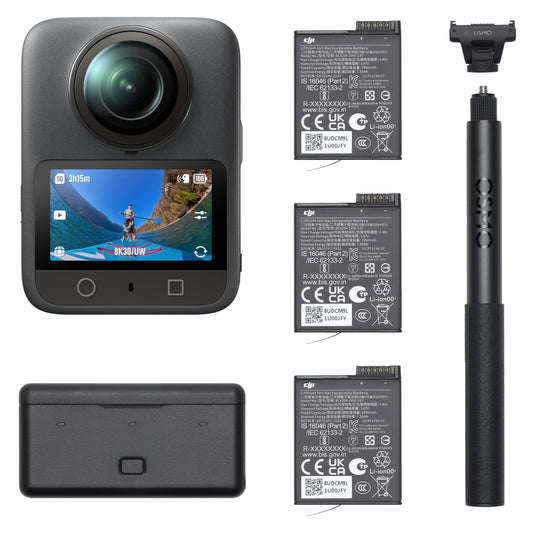 DJI Osmo 360 Adventure Combo - 360 camera with 1-inch sensor, 8K-360° video, 4K/120fps & 170° field of view, 120MP photos, action cam & vlog camera, magnetic quick release, 3 batteries & charging case - OQ001