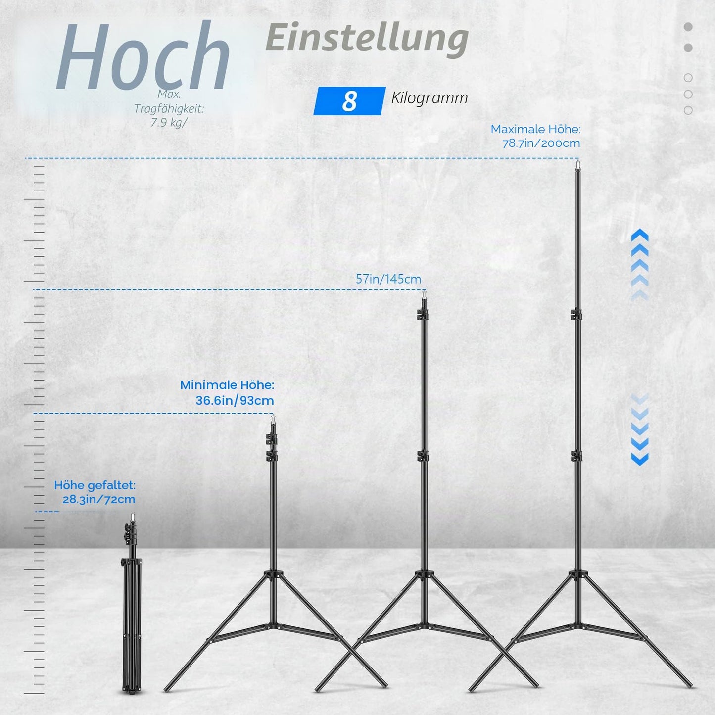 Neewer Photography Light Stand, 3-6.6ft/92-200cm Adjustable Stable Tripod Stand for Reflectors, Softboxes, Lights, Umbrellas, Load Capacity: 17.6lb/8kg - 200cm/1