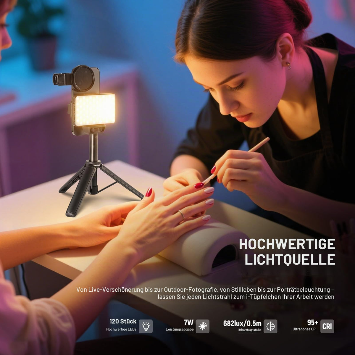 NEEWER Basics LED Selfie Tattoo Light compatible with iPhone, BL120B
