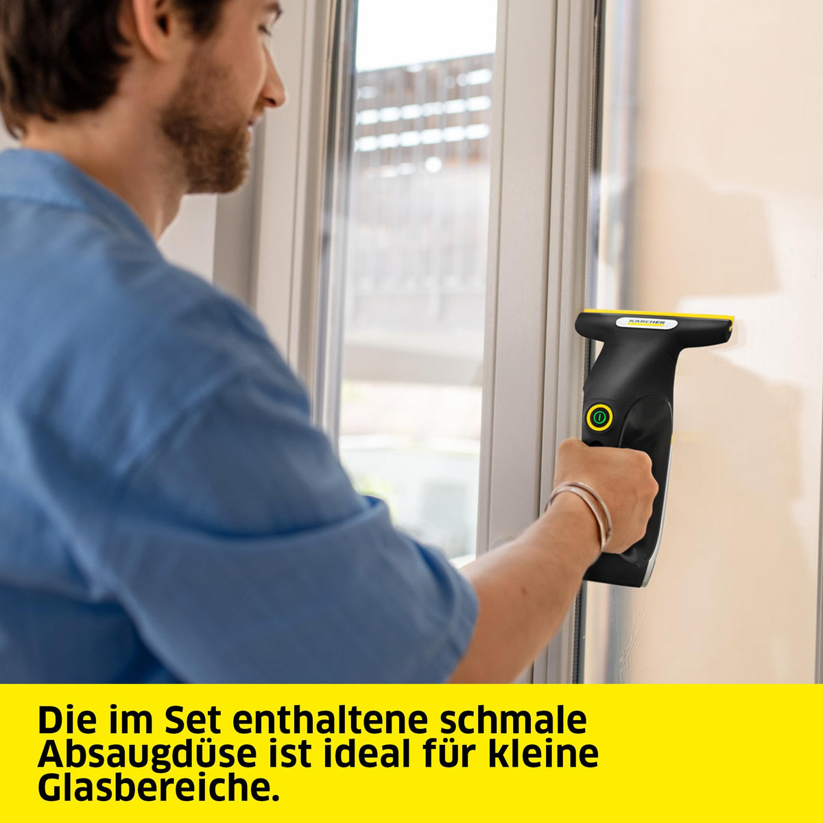 KÄRCHER Battery Window Vacuum WV 2 Universal Precision+ Black, battery life: 35 min., dirty water tank: 120 ml, 2 suction nozzles, spray bottle with microfiber cleaning cloth, 20 ml window cleaner, USB-C port. - 1.633-676.0