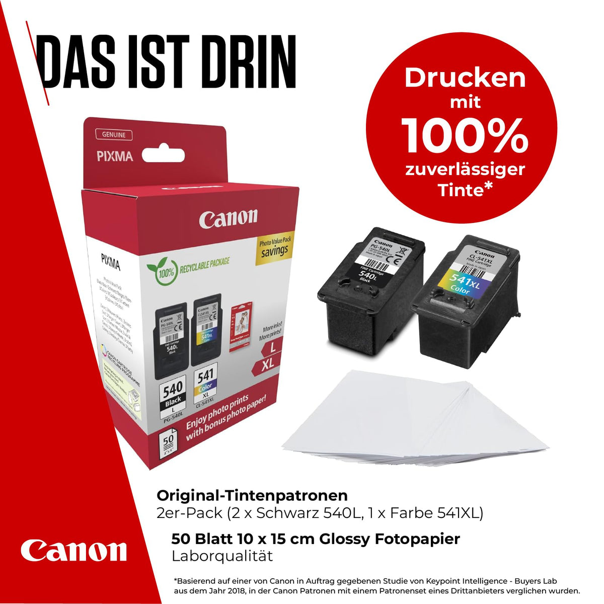 Canon PG-540XL + CL-541XL FINE Original XL Ink Cartridges + Photo Paper - 5224B012