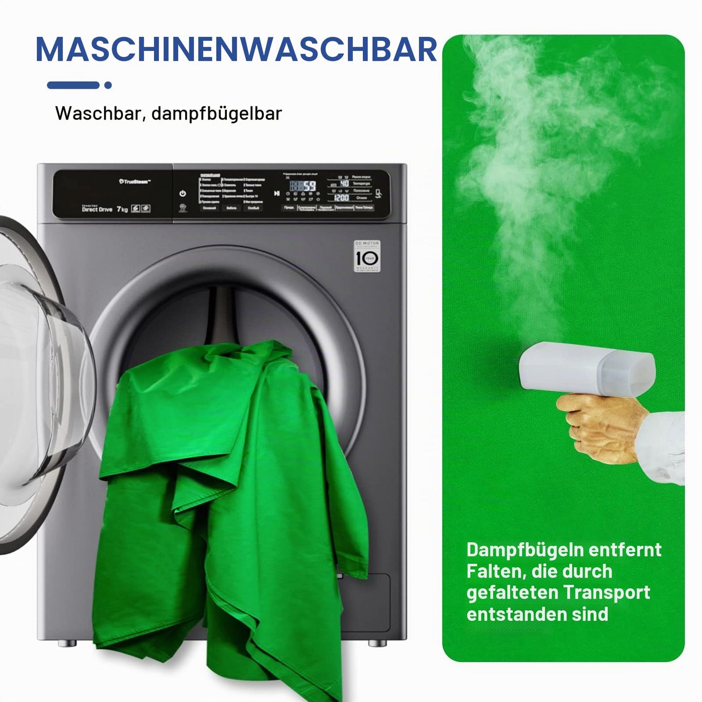 EMART 3x3m Green Screen Green Background Polyester Green Chromakey Green Screen Foldable with 4 Clip for Photography, Zoom, Interviews, Live Stream - EM-P1010-G