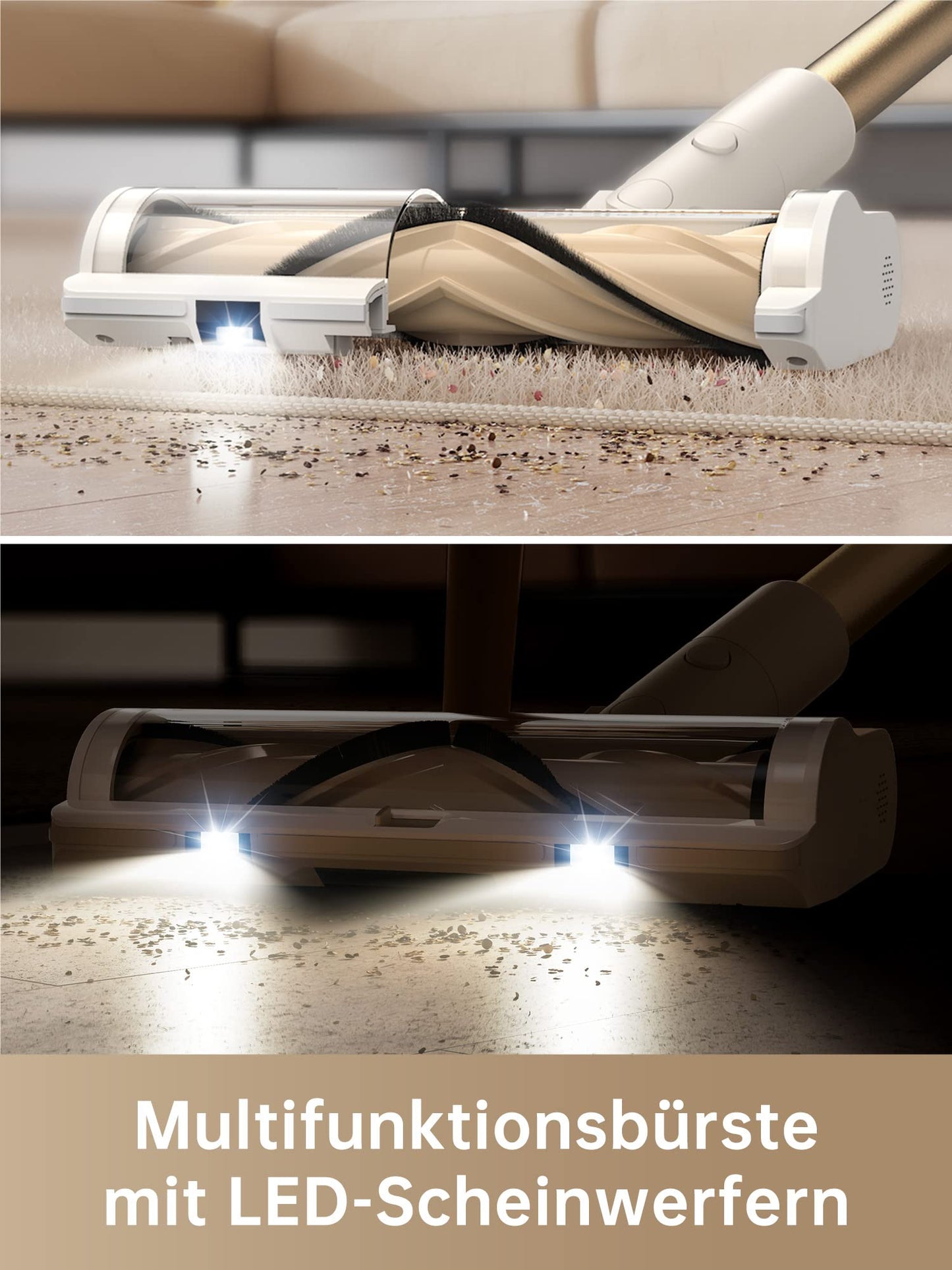 dreame R10 cordless vacuum cleaner, 20,000 PA / 120AW strong suction power, wireless vacuum cleaner, 60 min running time, brush for various surfaces with LED light, ideal for house cleaning, animal hair, carpets - VTV22B