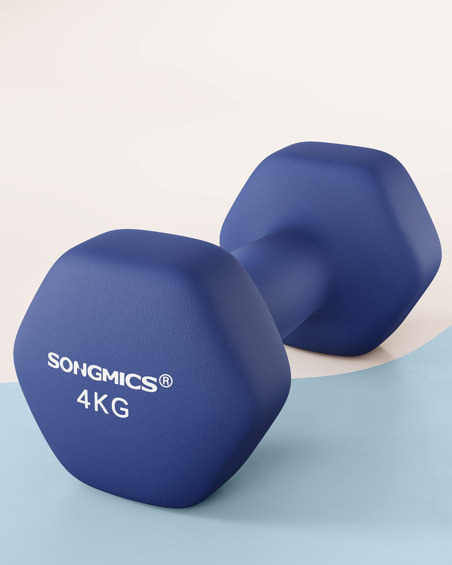 SONGMICS Dumbbells 2 Pack 2 x 4kg Hexagonal Dumbbells with Vinyl Surface for Fitness Training Gym Home Blue Port SYL908Q01 - USYL908Q01