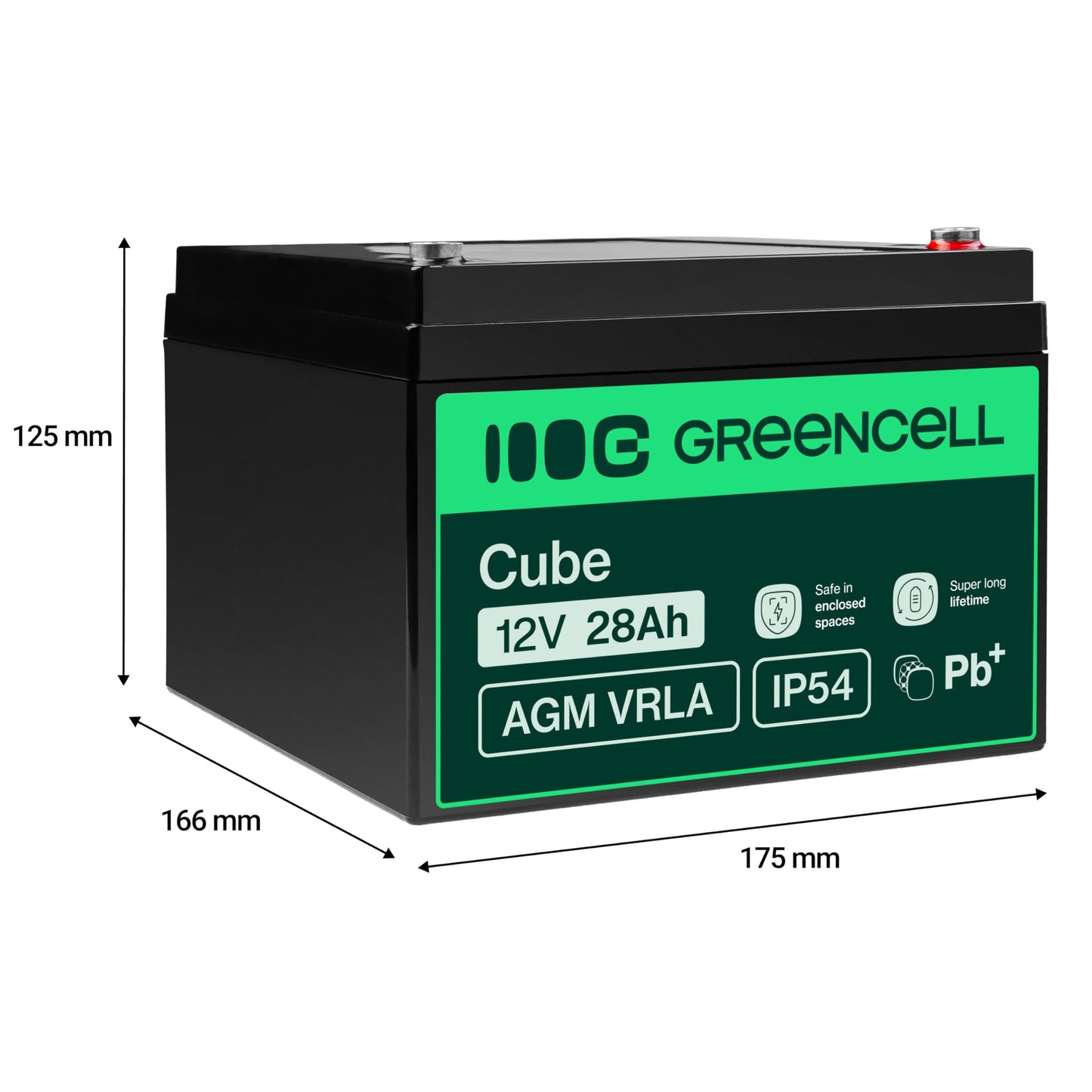 Green Cell AGM 12V 28Ah battery VRLA lead battery lead battery replacement battery gel battery battery cycle cycle unmanned caravan, photovoltaic, wheelchair, solar storage, solar panel, caravan - AGM55