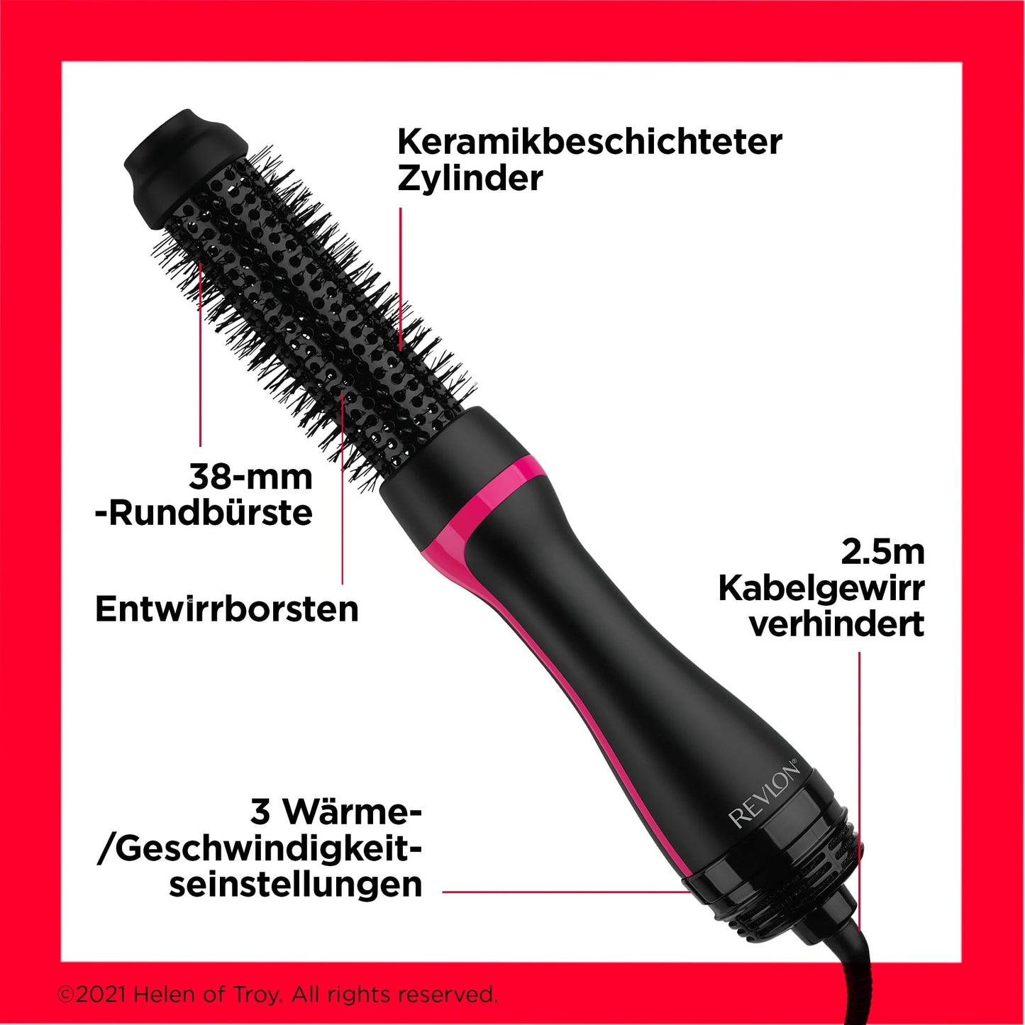 Revlon One-Step Style Booster - Round Brush Dryer and Styler, 38mm Round Brush (Thermal Bristles, Ceramic Coated Barrel, ION AND CERAMIC TECHNOLOGY) RVDR5292UKE