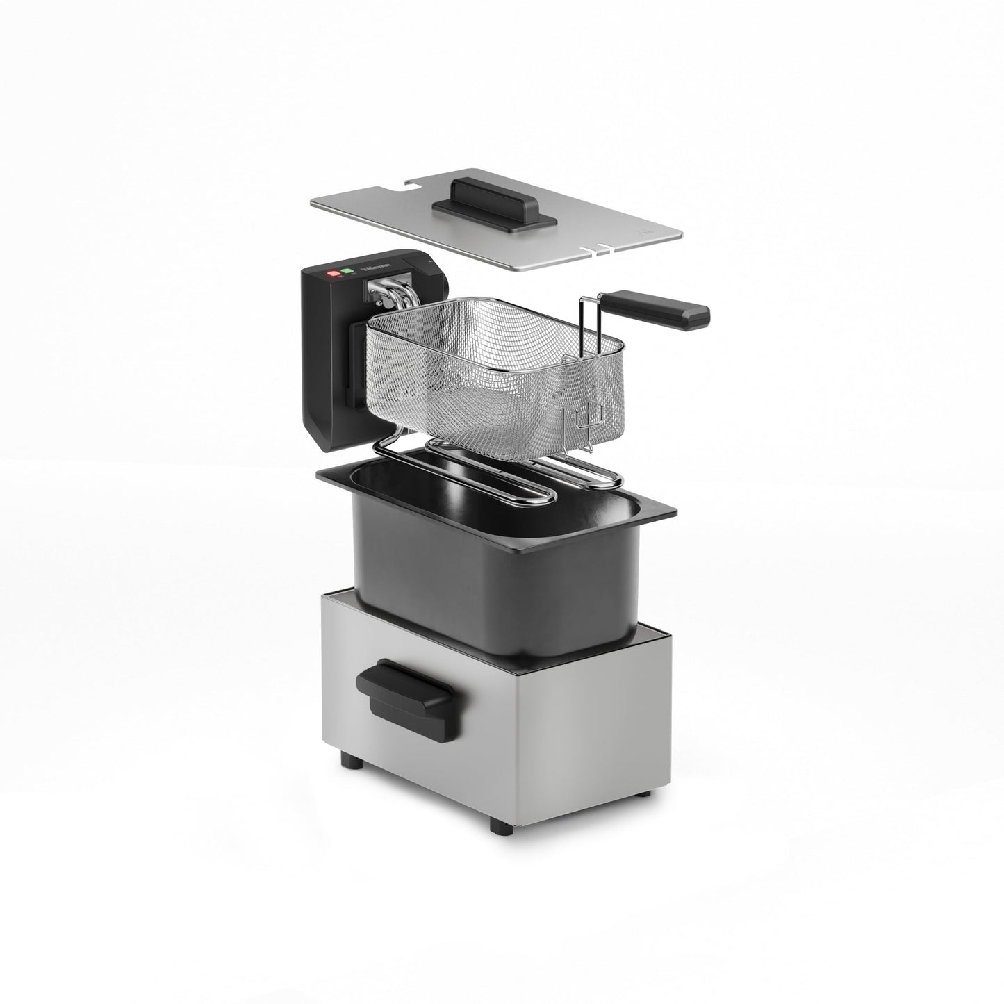 Tristar stainless steel deep fryer, 3L capacity, temperature control up to 190°C, cold zone, dishwasher-safe parts, cool-touch housing, easy to clean, FR-9326